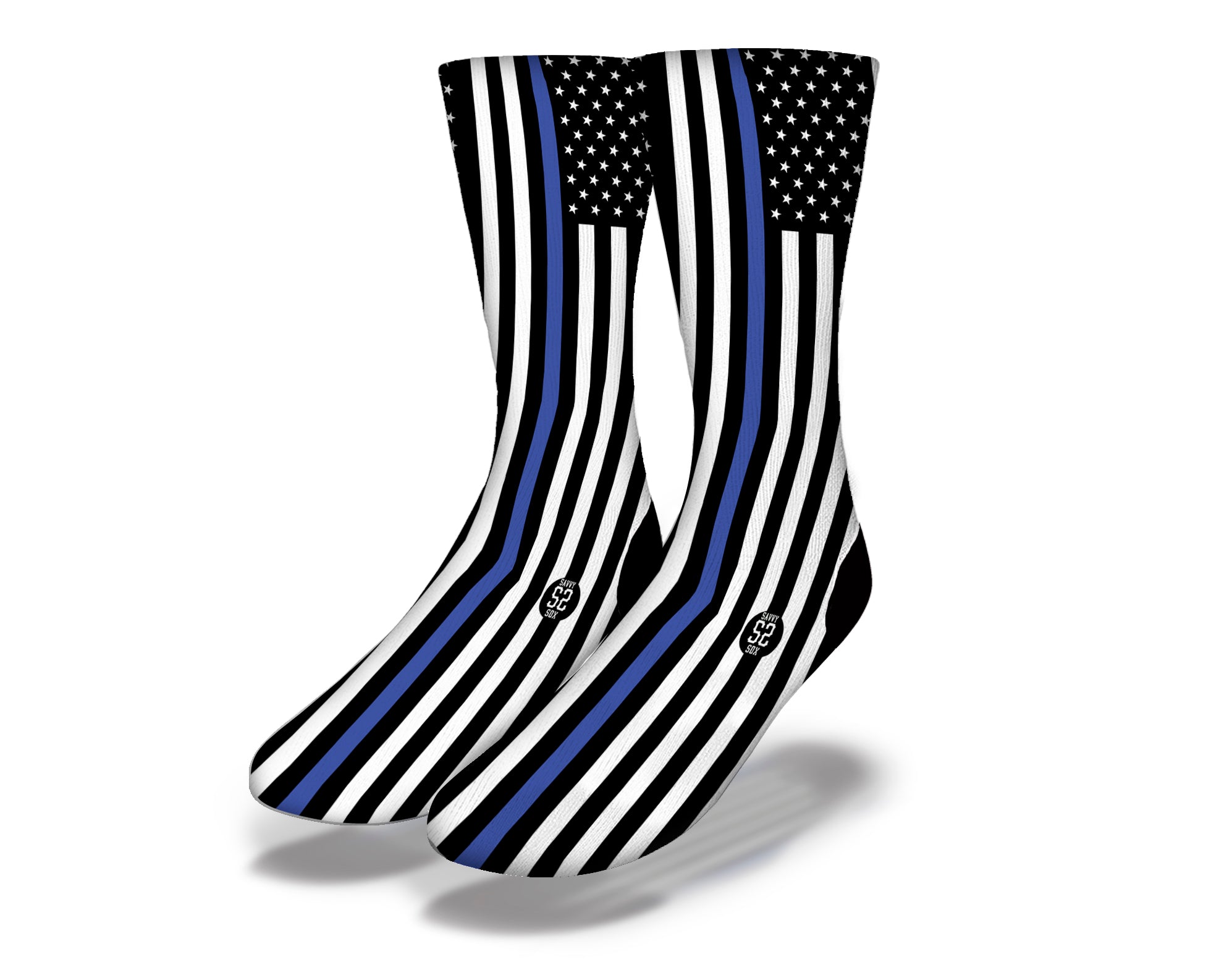 Vertical Thin Blue Line Socks