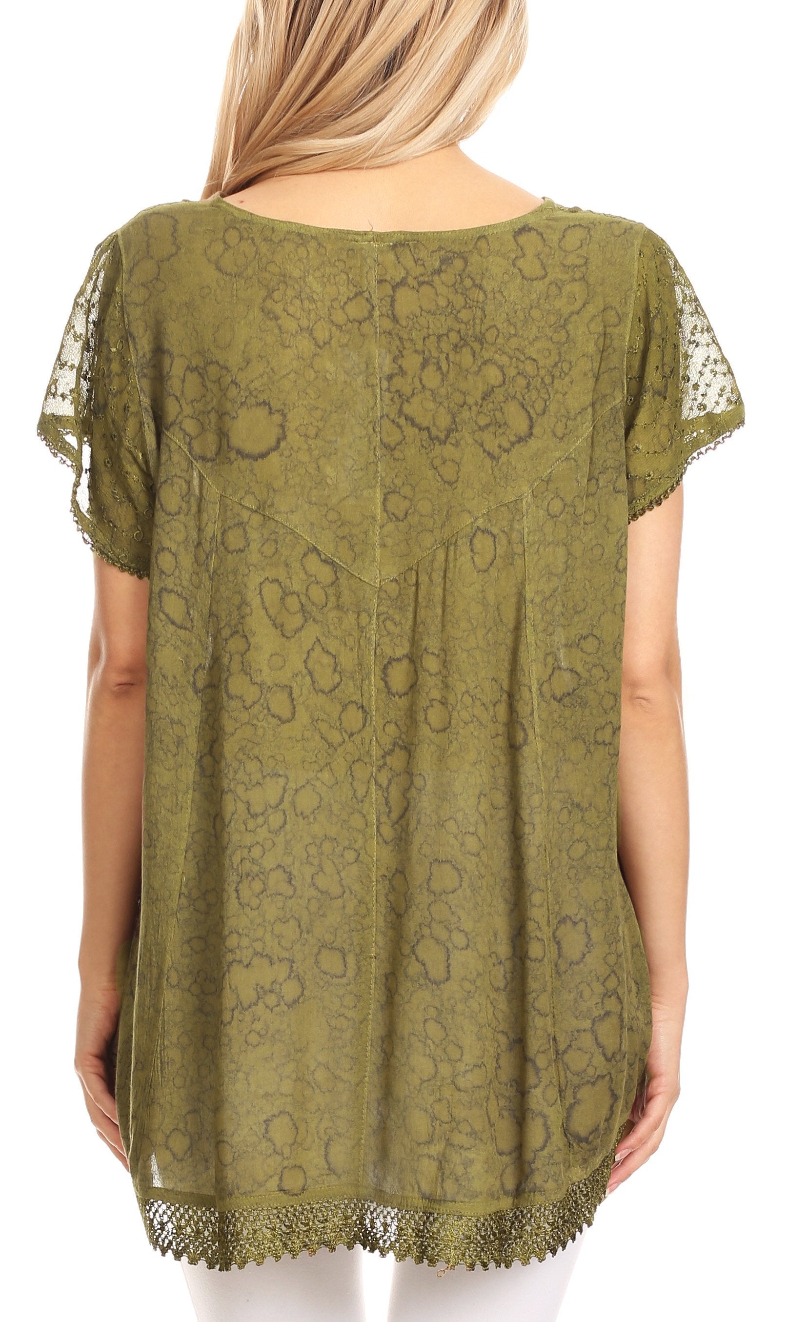 Sakkas - Charolette Embroidery And Sequin Accents Blouse