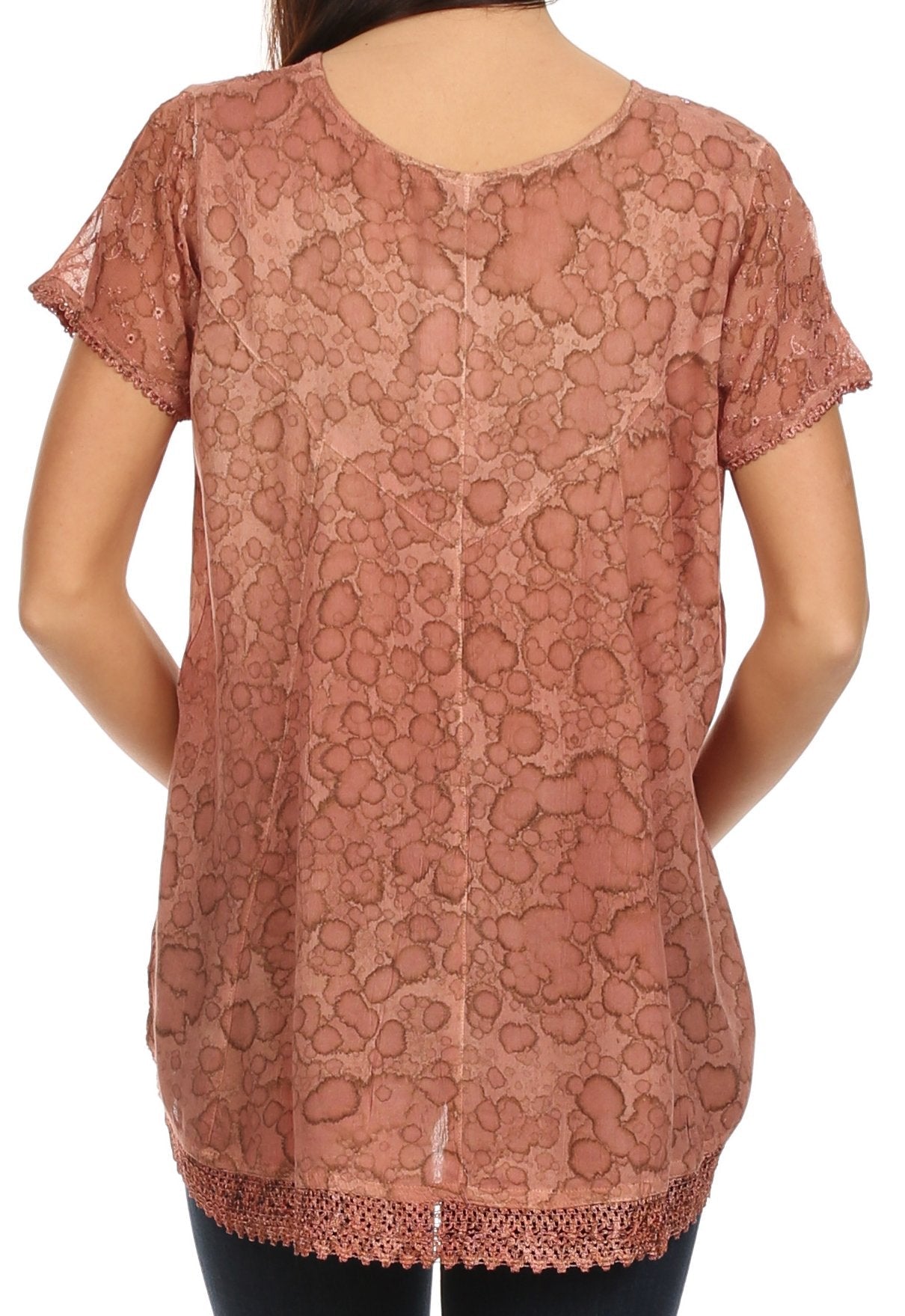 Sakkas - Charolette Embroidery And Sequin Accents Blouse