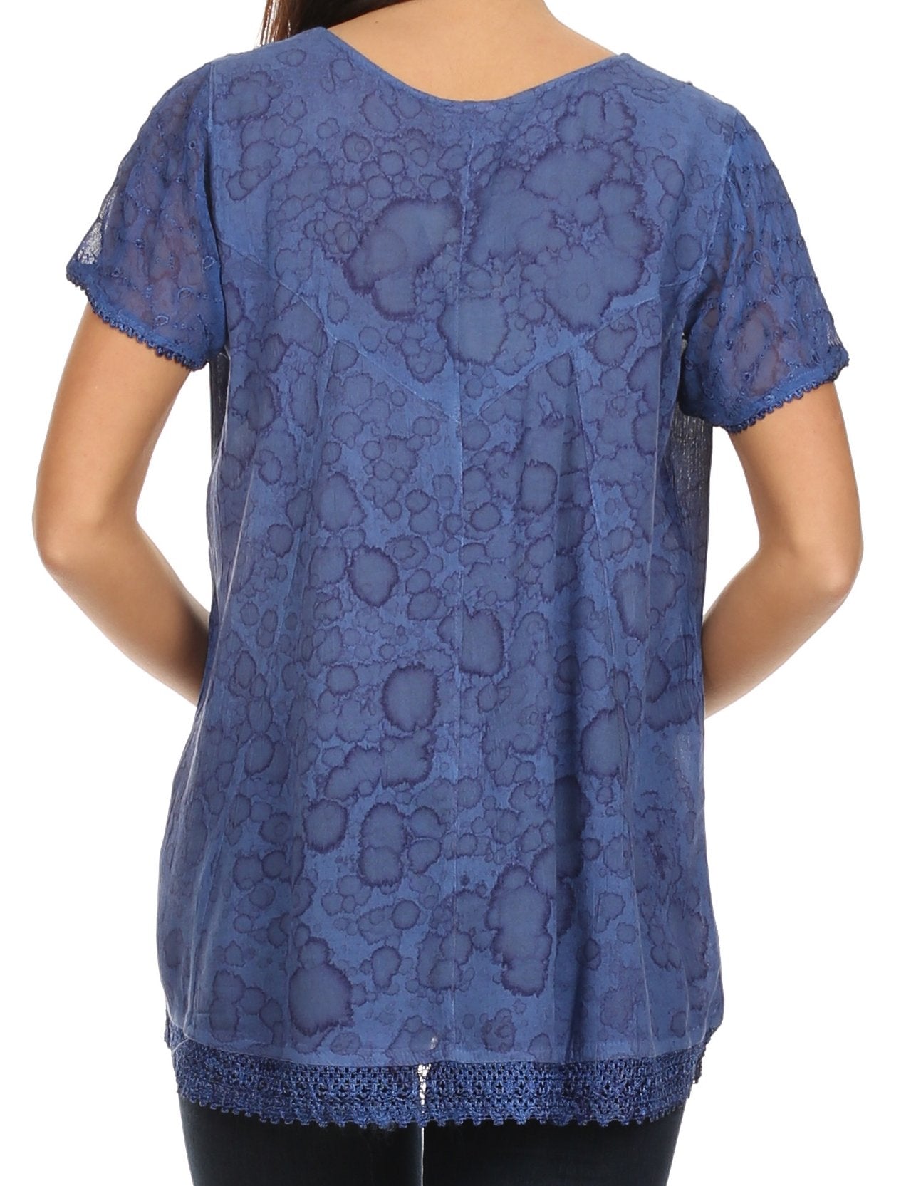 Sakkas - Charolette Embroidery And Sequin Accents Blouse