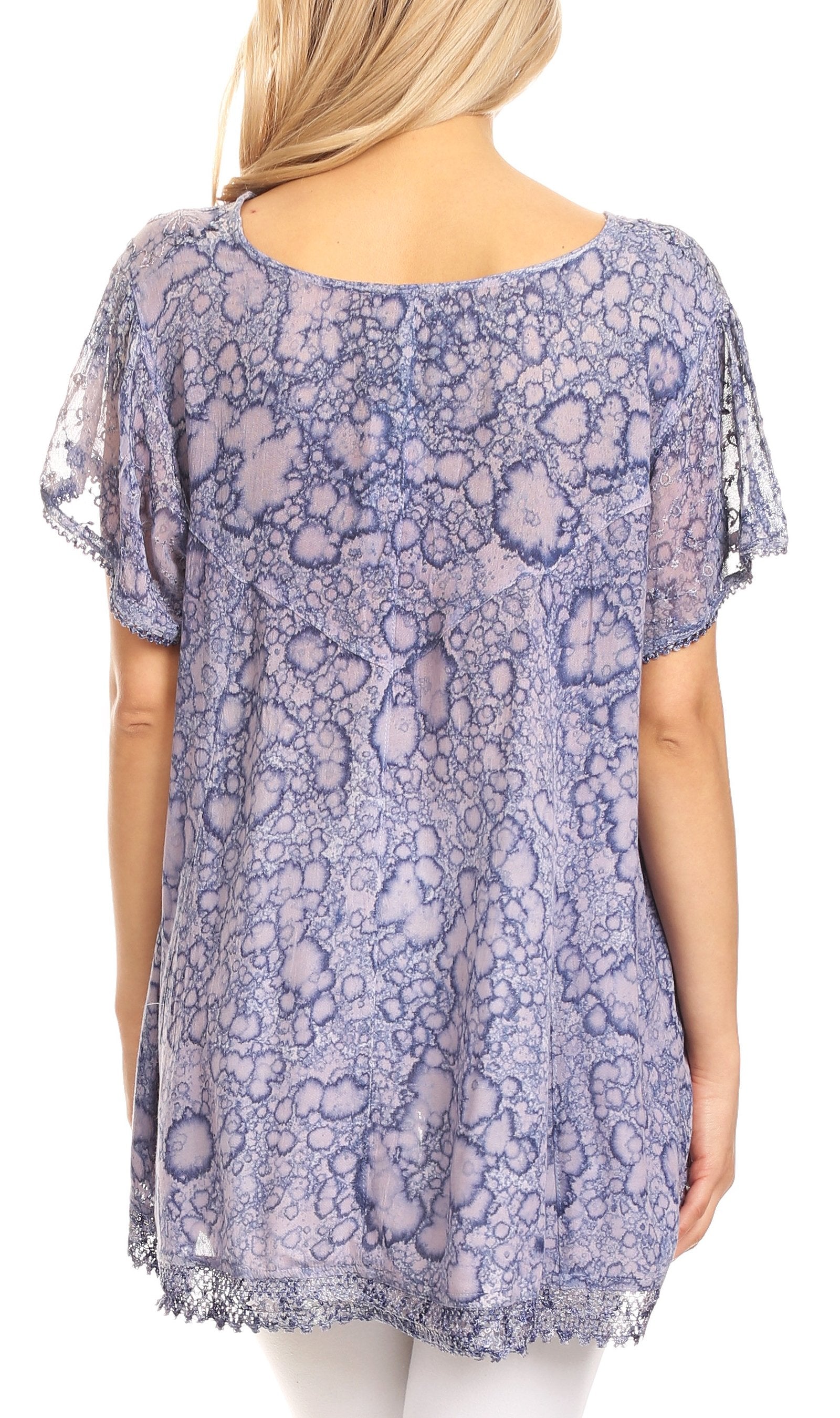 Sakkas - Charolette Embroidery And Sequin Accents Blouse