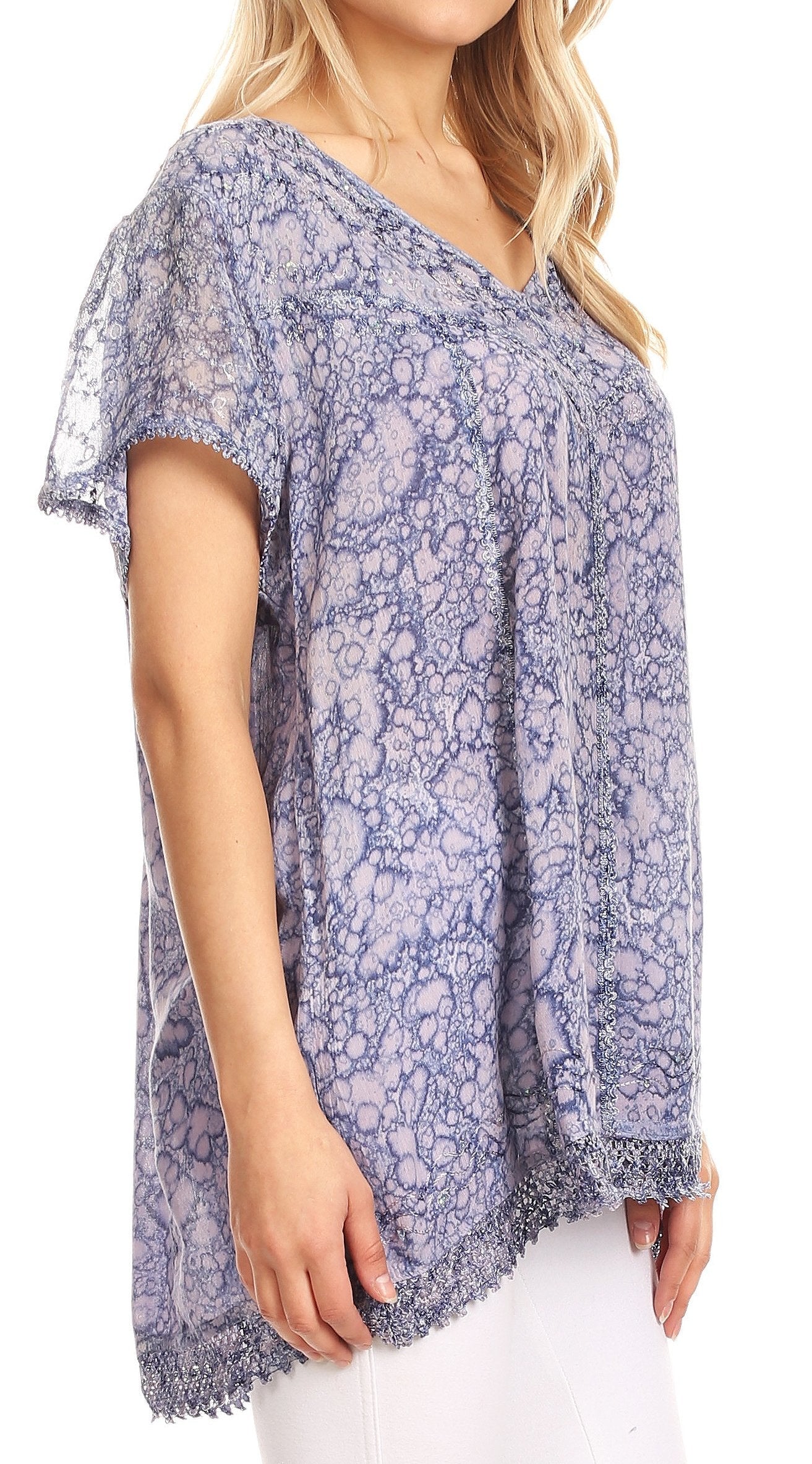 Sakkas - Charolette Embroidery And Sequin Accents Blouse