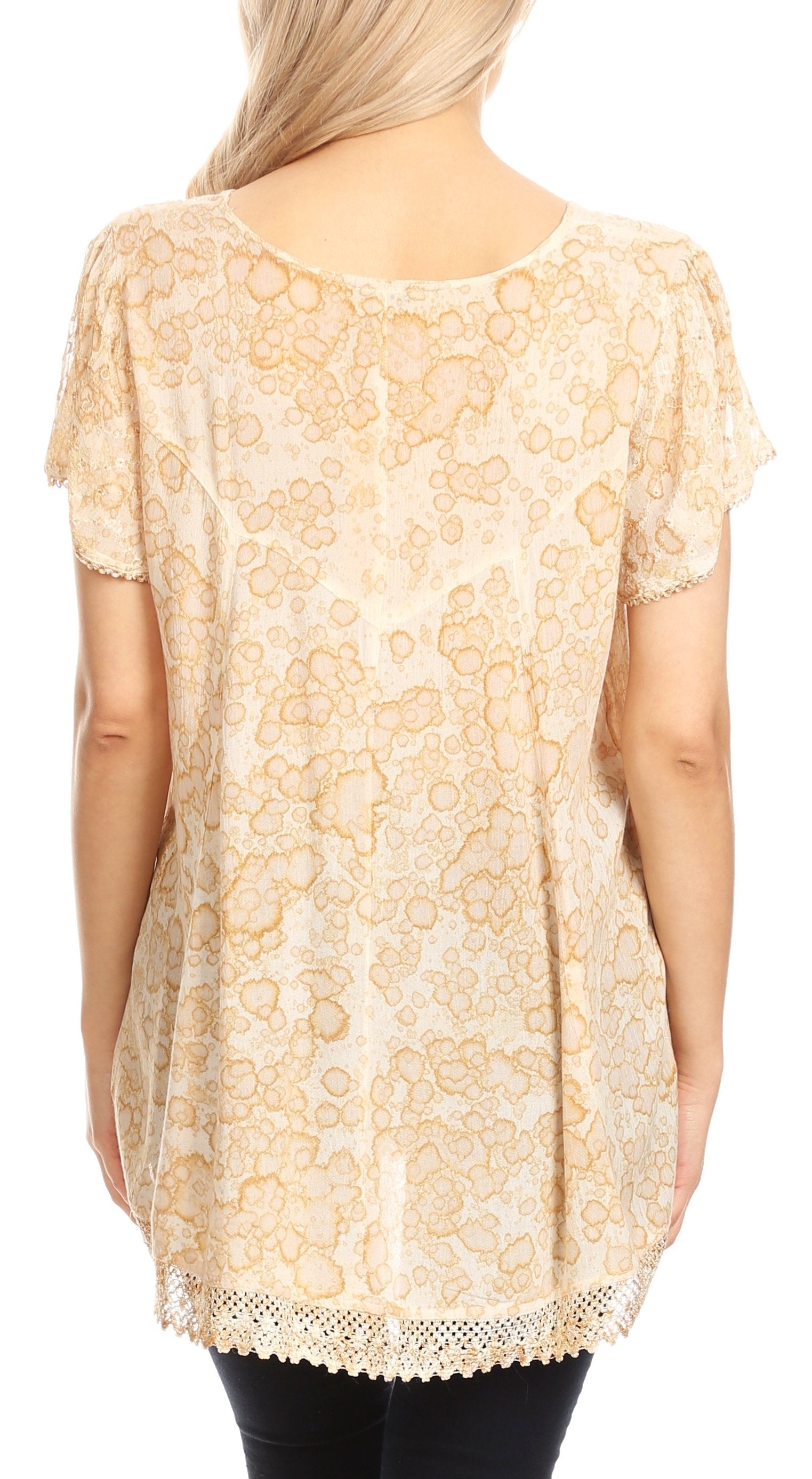 Sakkas - Charolette Embroidery And Sequin Accents Blouse