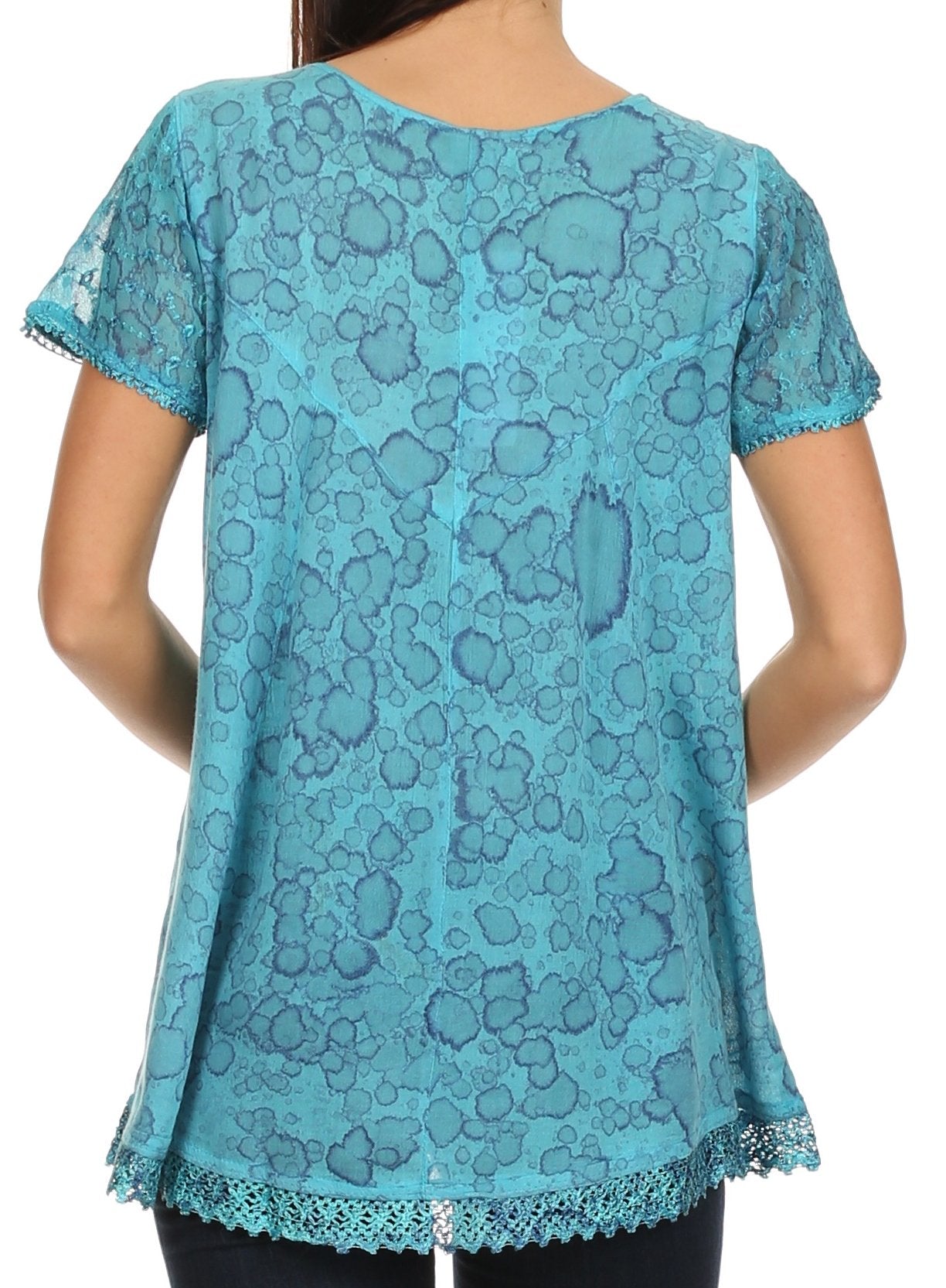 Sakkas - Charolette Embroidery And Sequin Accents Blouse