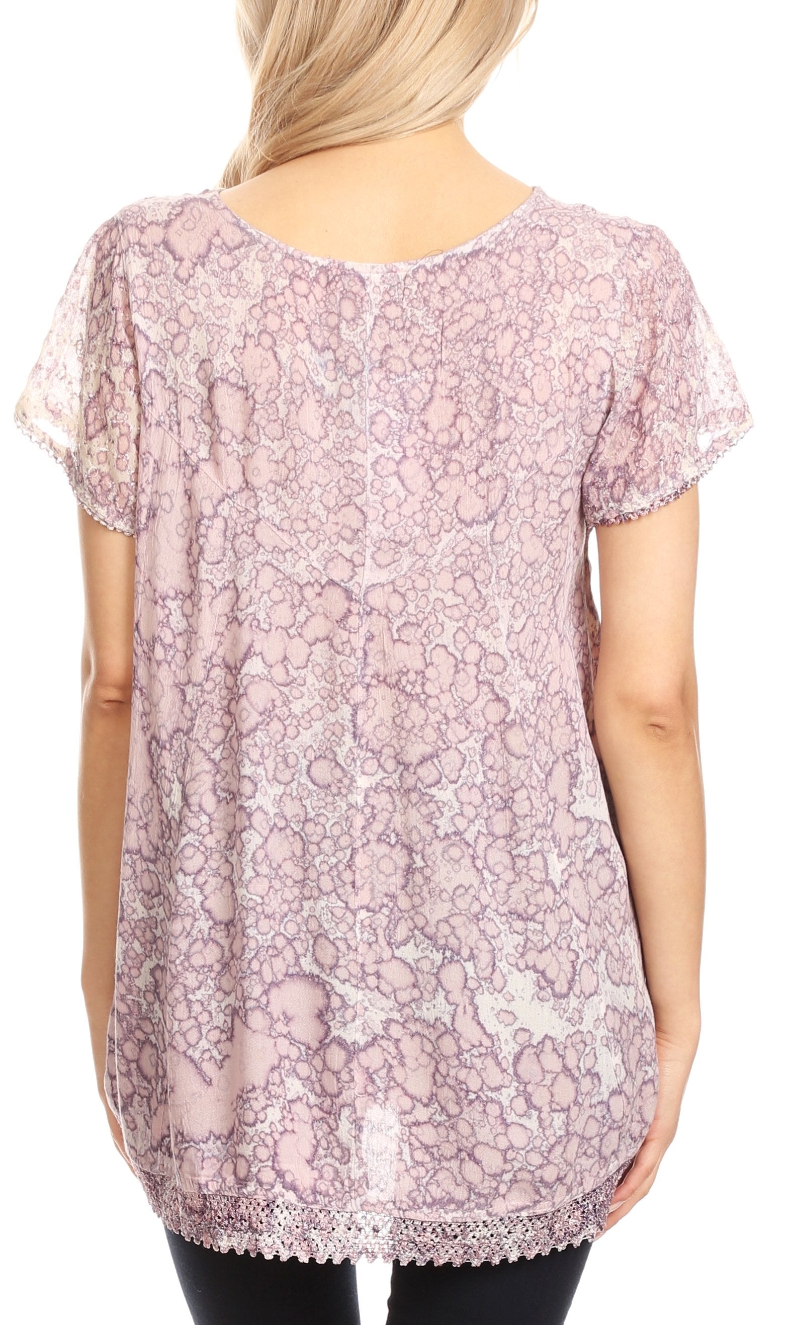 Sakkas - Charolette Embroidery And Sequin Accents Blouse