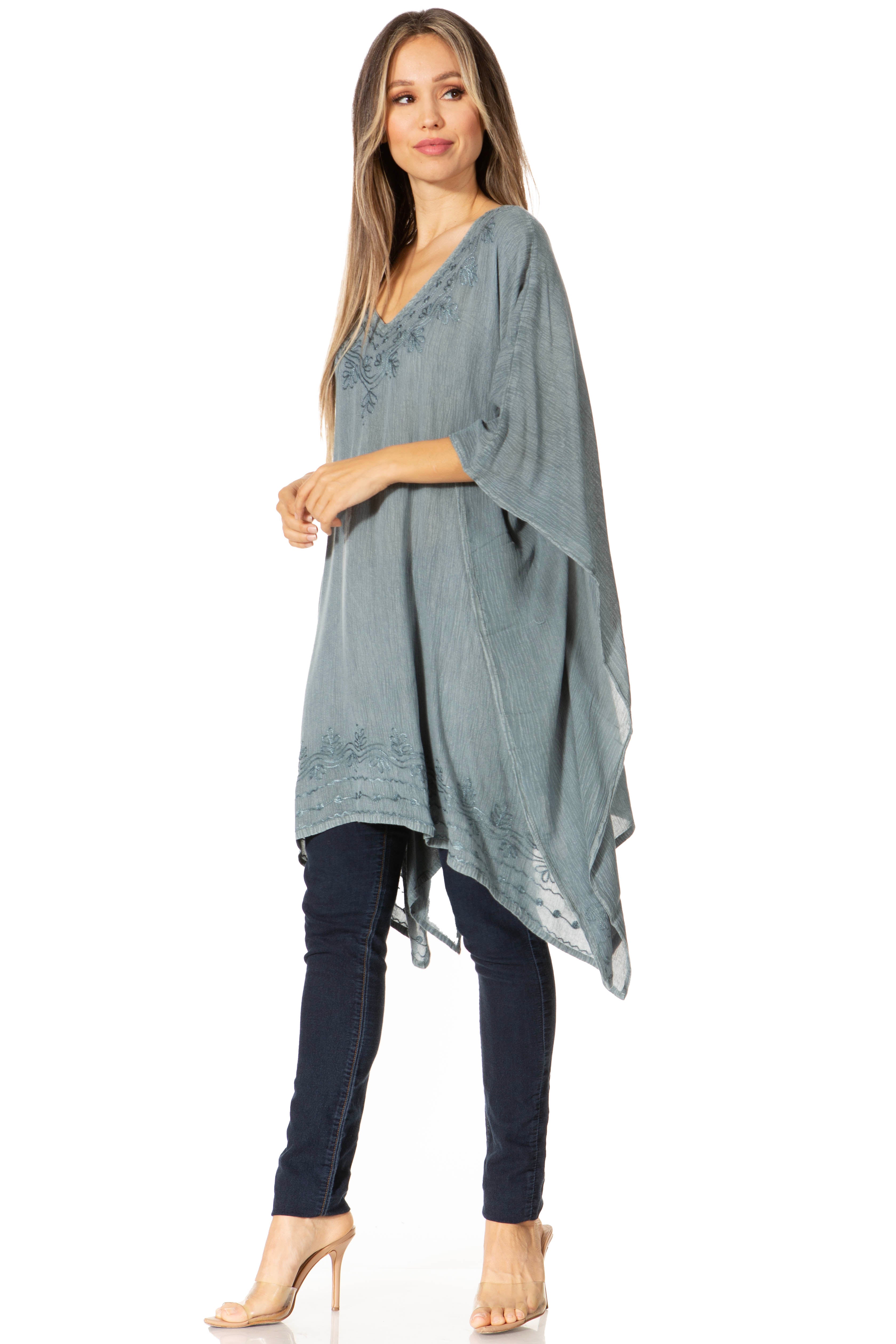 Sakkas - Regina Lightweight Stonewashed Poncho Top