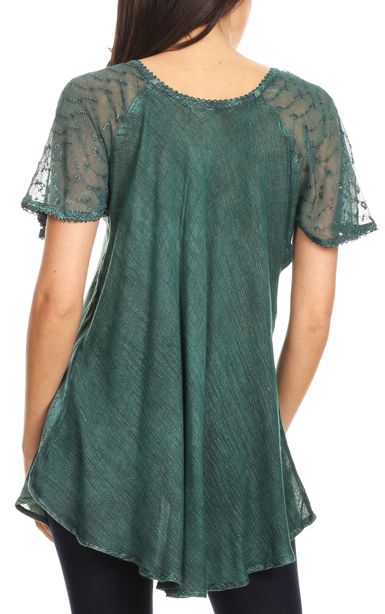 Sakkas - Allegra Short Sleeve Loose Fit Casual Tie Dye Blouse Tunic Shirt