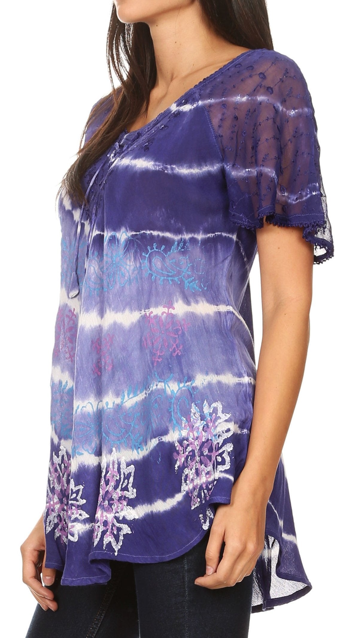 Sakkas - Aline Women's Short Sleeve Casual Light Loose Scoop Neck Top