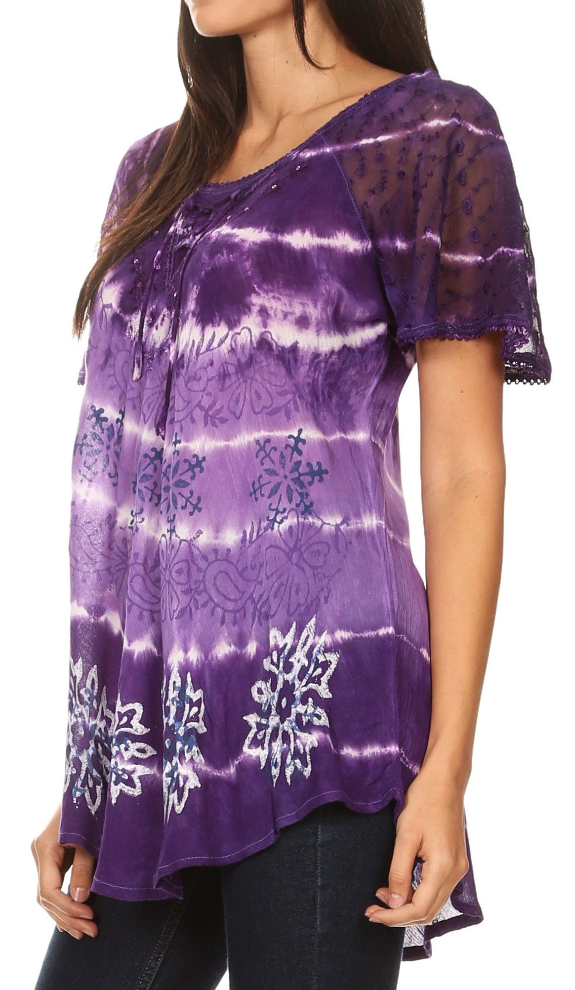 Sakkas - Aline Women's Short Sleeve Casual Light Loose Scoop Neck Top