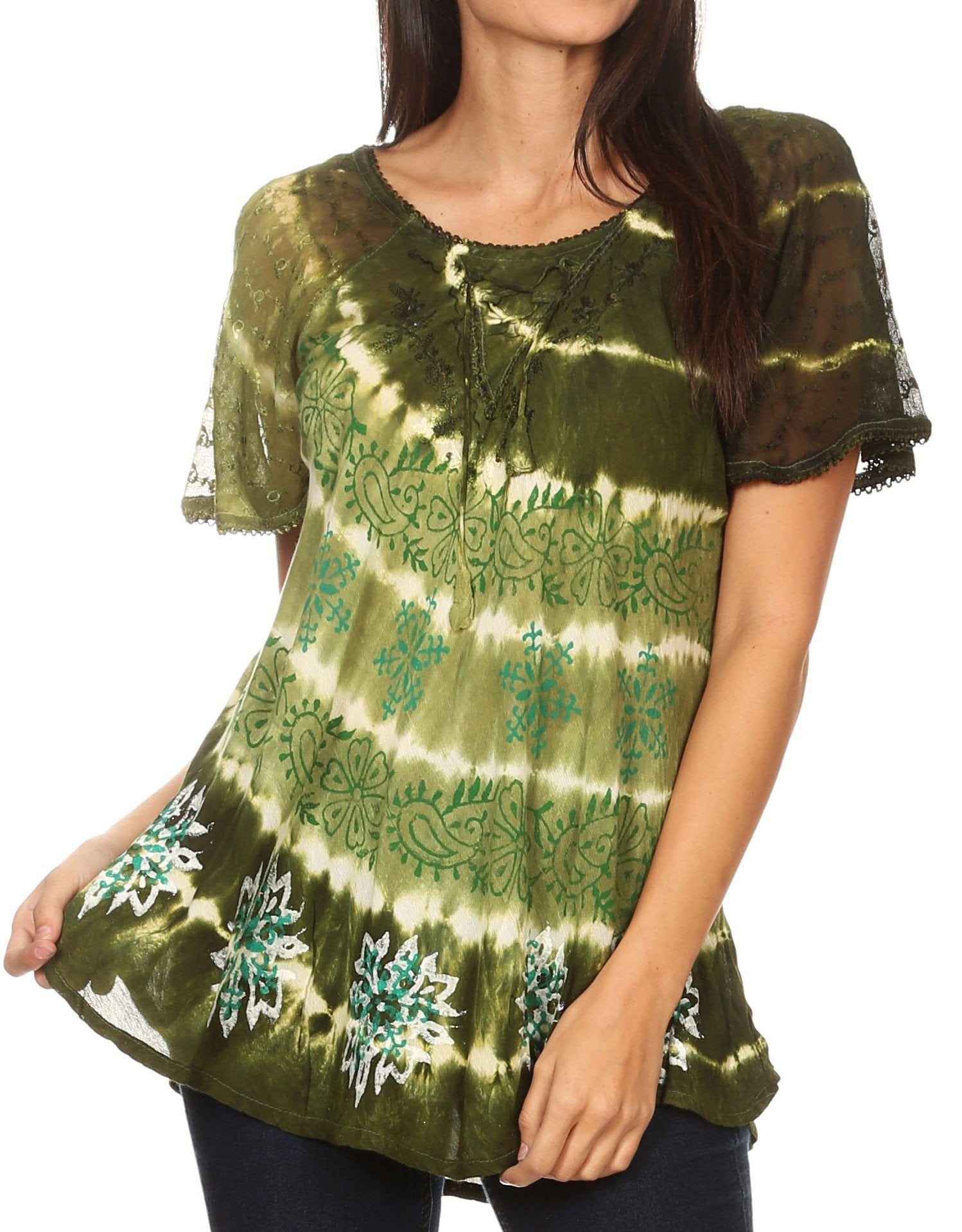 Sakkas - Aline Women's Short Sleeve Casual Light Loose Scoop Neck Top