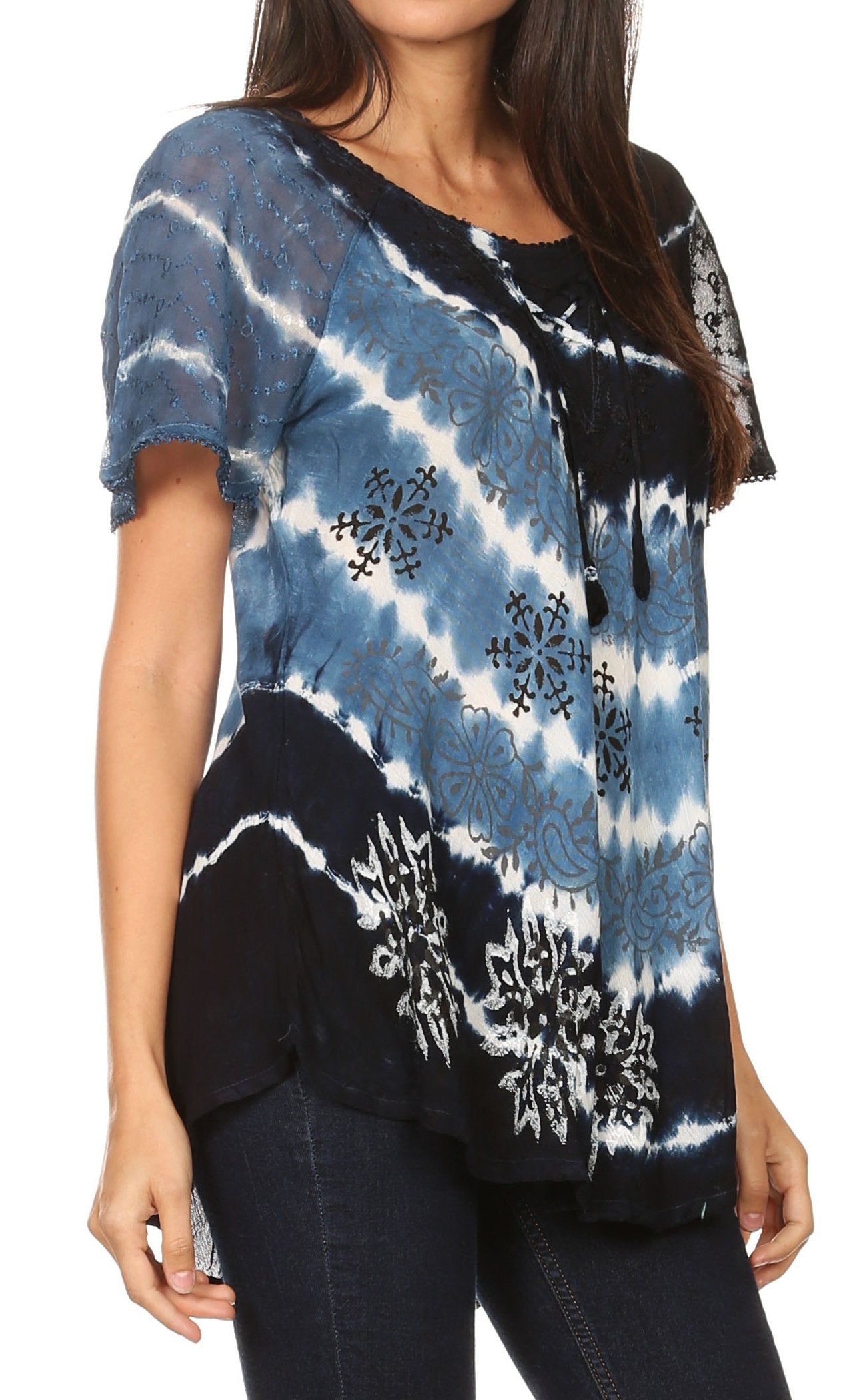 Sakkas - Aline Women's Short Sleeve Casual Light Loose Scoop Neck Top
