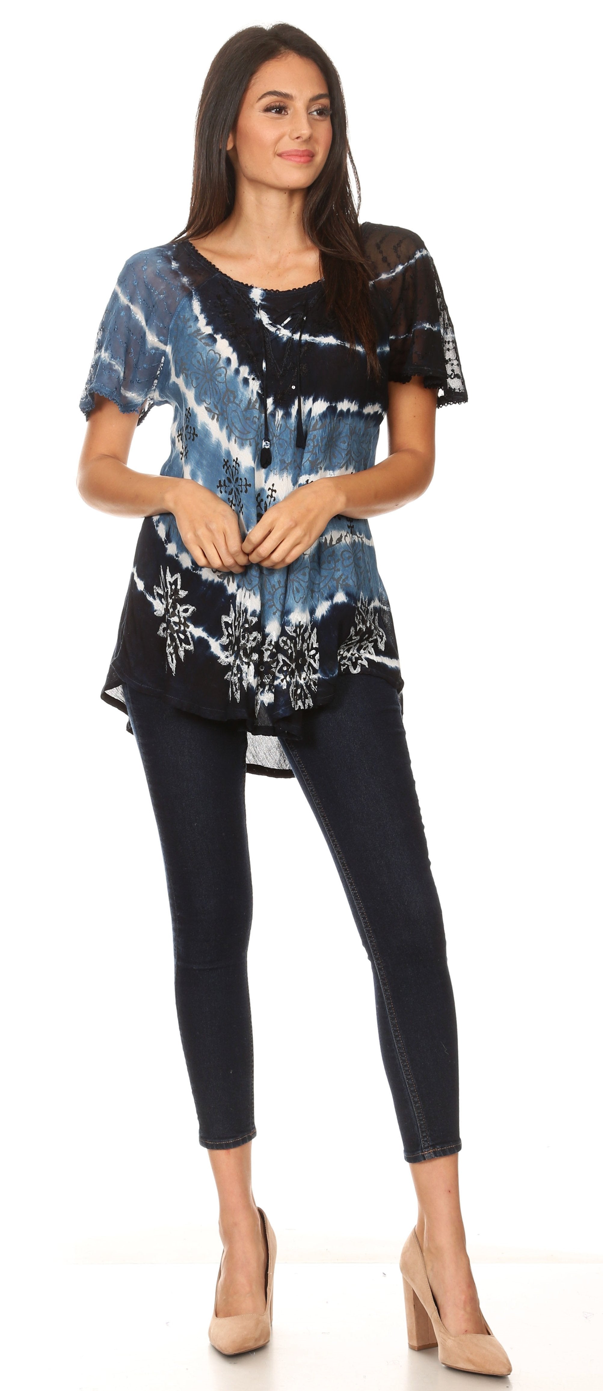 Sakkas - Aline Women's Short Sleeve Casual Light Loose Scoop Neck Top