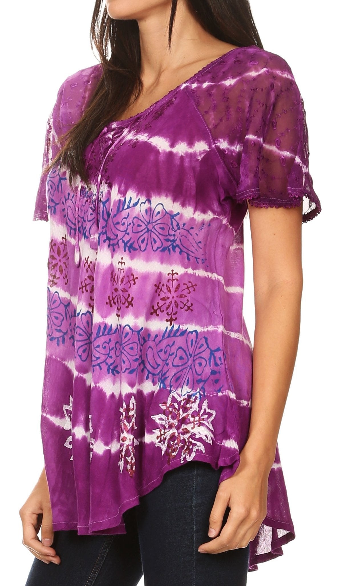 Sakkas - Aline Women's Short Sleeve Casual Light Loose Scoop Neck Top