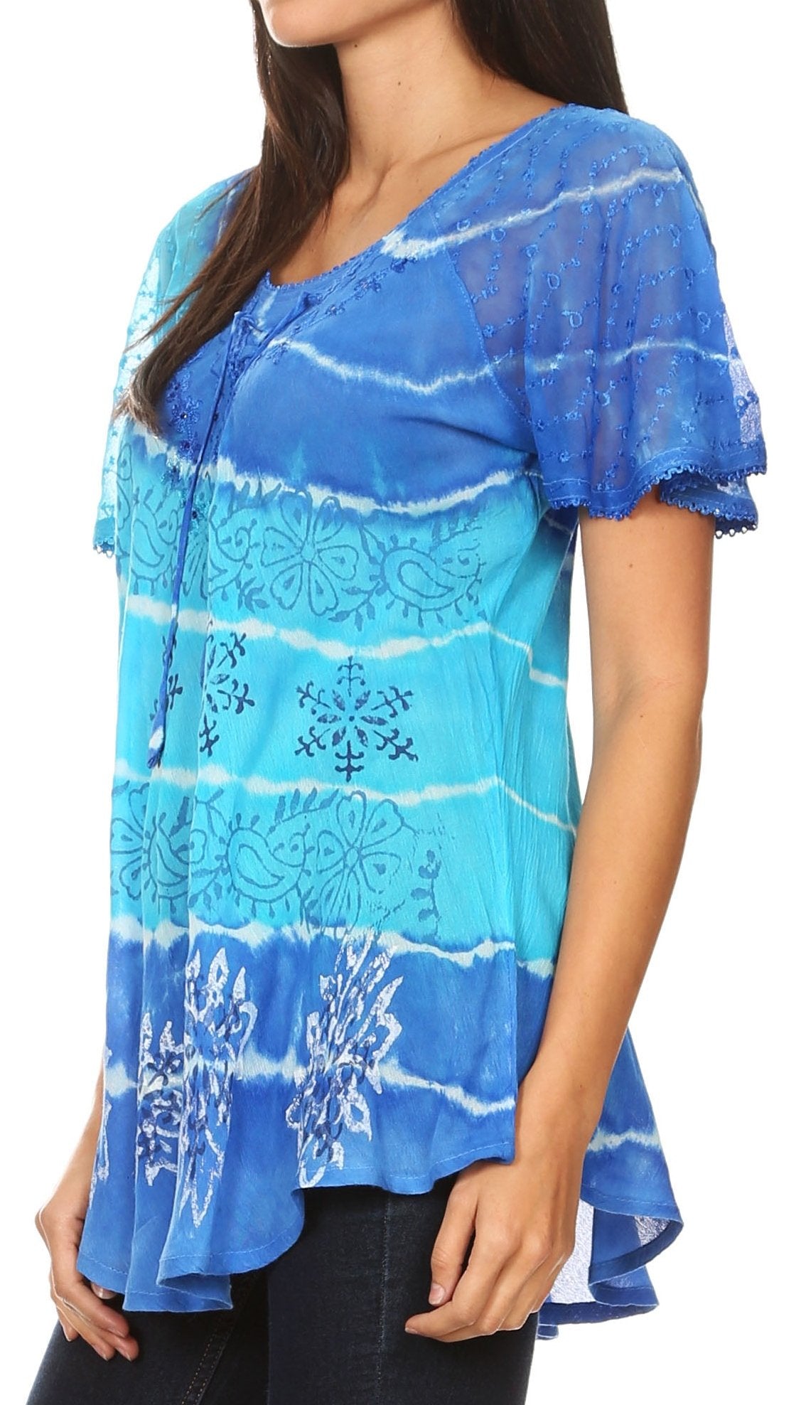 Sakkas - Aline Women's Short Sleeve Casual Light Loose Scoop Neck Top