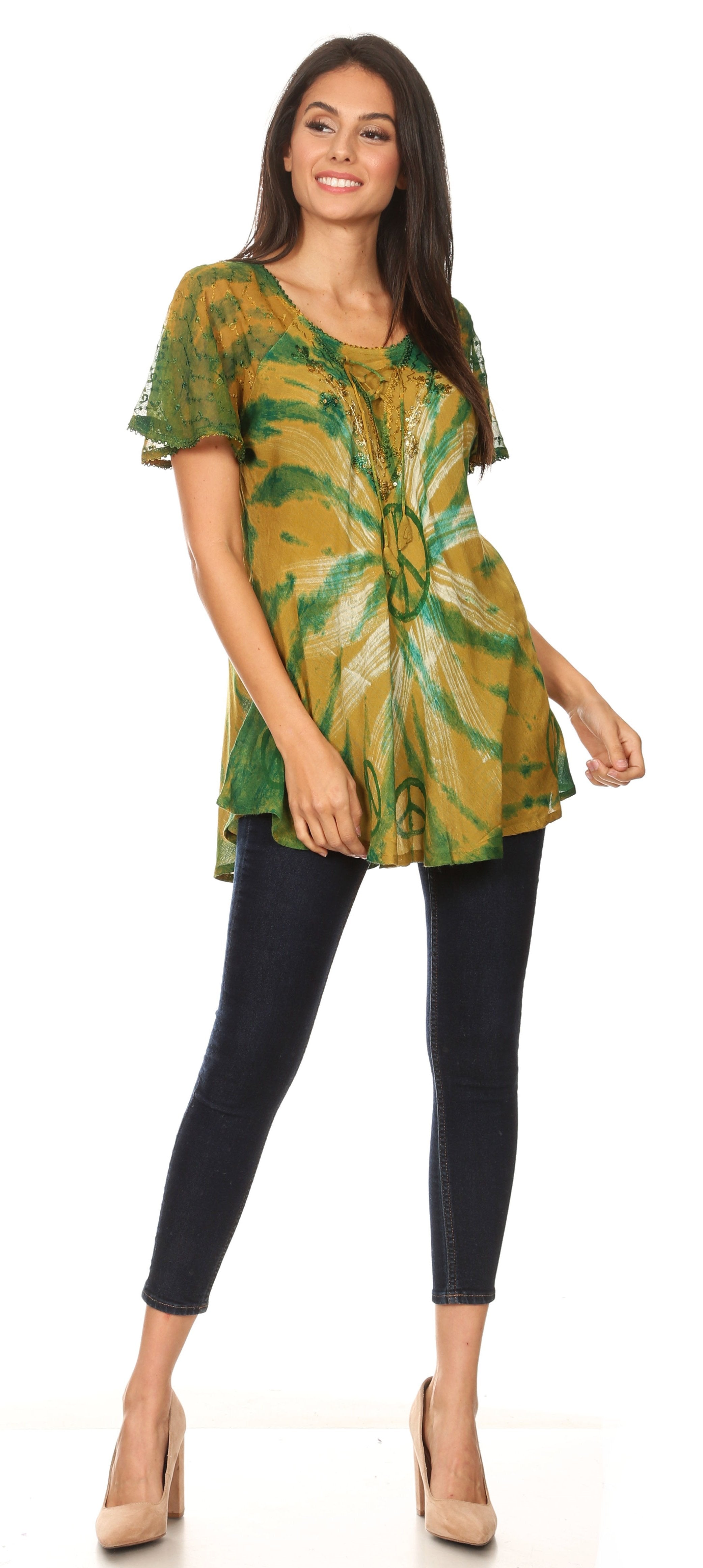 Sakkas - Aline Women's Short Sleeve Casual Light Loose Scoop Neck Top