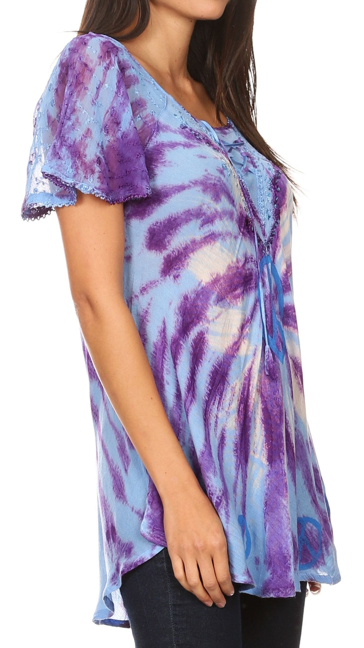 Sakkas - Aline Women's Short Sleeve Casual Light Loose Scoop Neck Top
