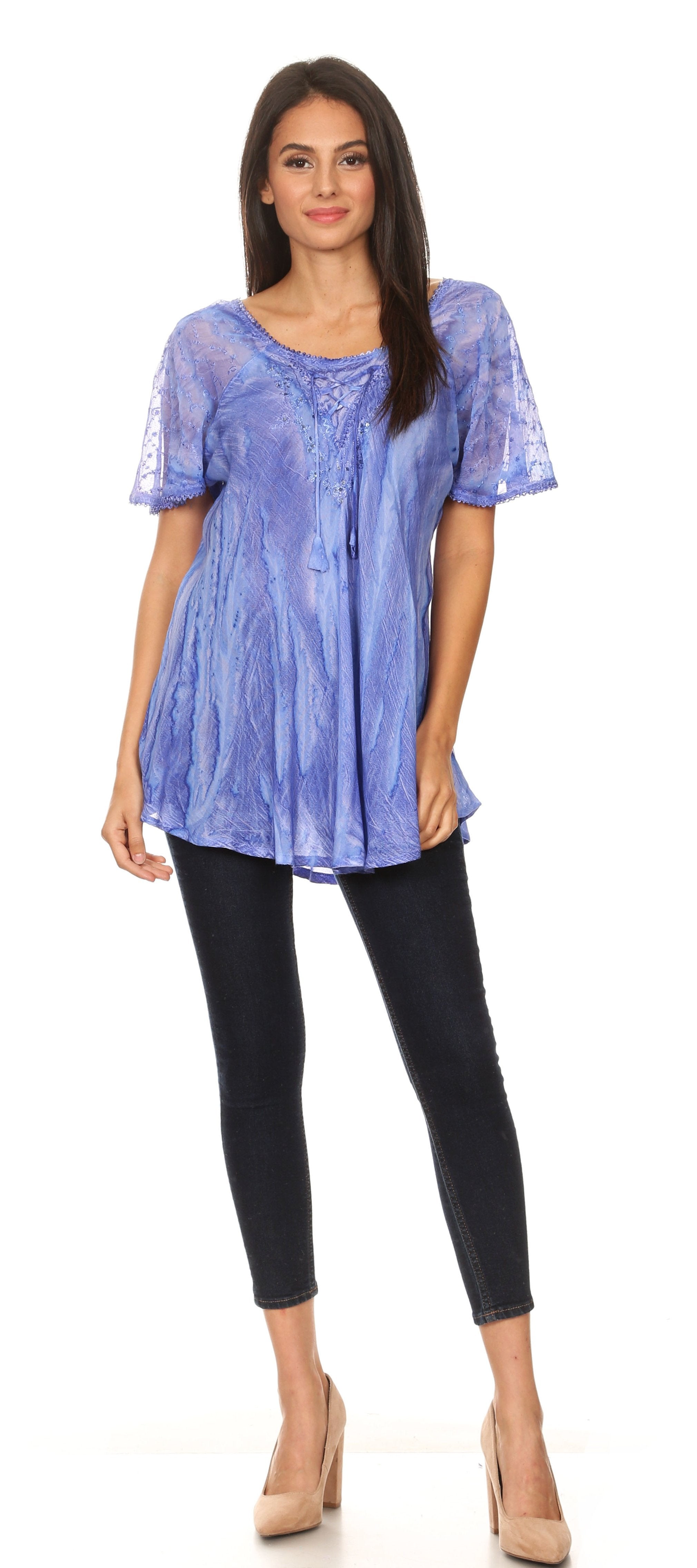 Sakkas - Aline Women's Short Sleeve Casual Light Loose Scoop Neck Top