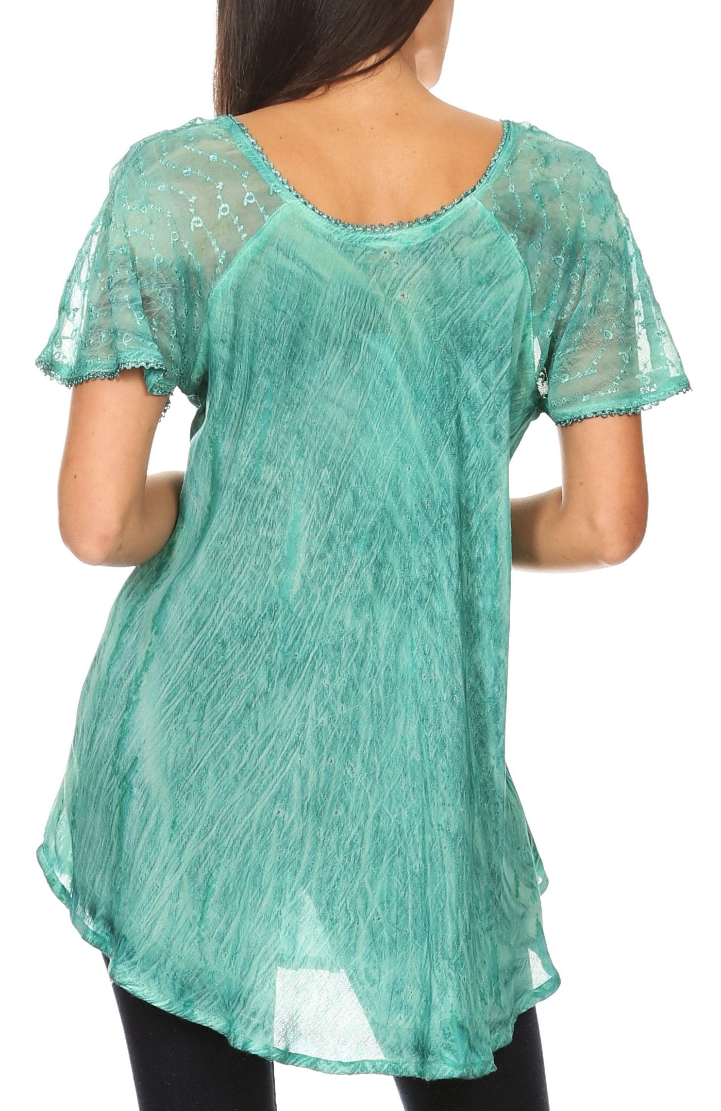 Sakkas - Aline Women's Short Sleeve Casual Light Loose Scoop Neck Top