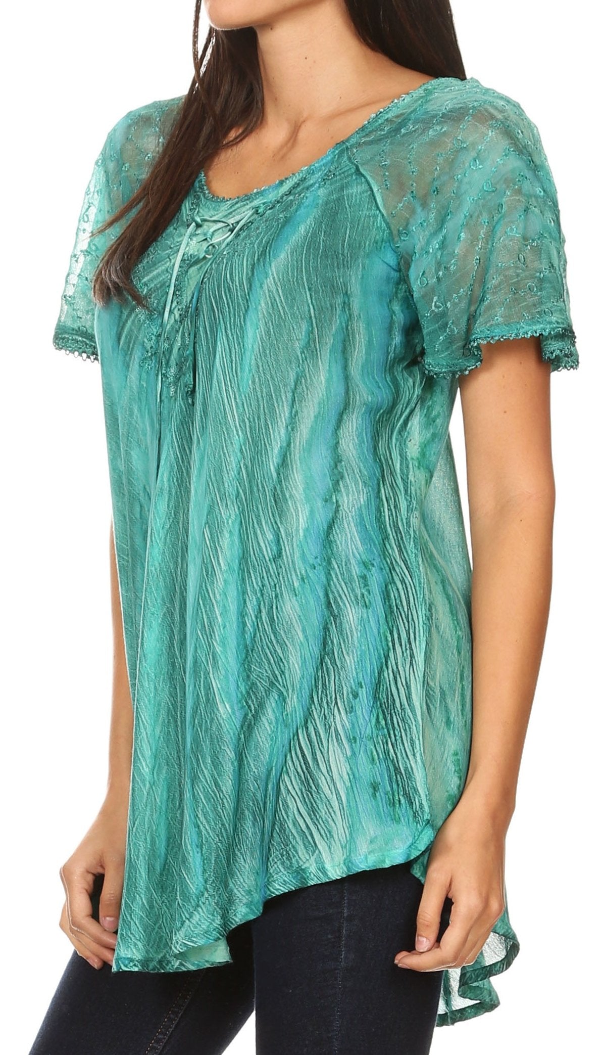 Sakkas - Aline Women's Short Sleeve Casual Light Loose Scoop Neck Top