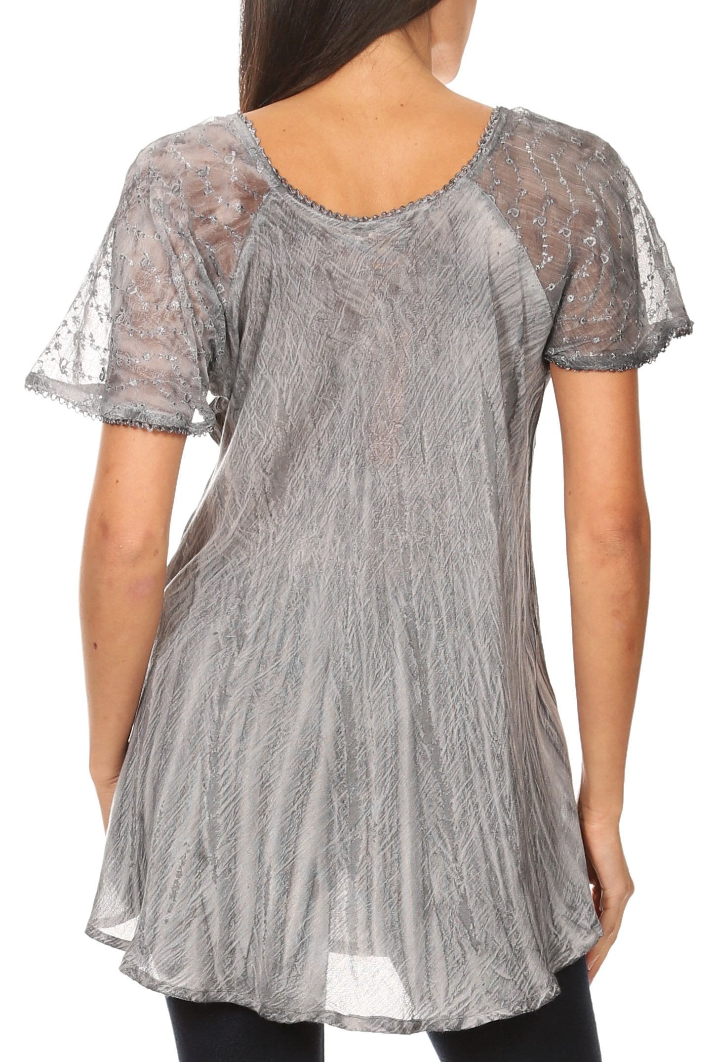 Sakkas - Aline Women's Short Sleeve Casual Light Loose Scoop Neck Top