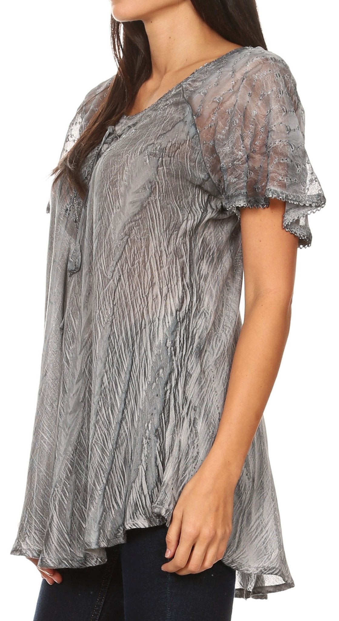 Sakkas - Aline Women's Short Sleeve Casual Light Loose Scoop Neck Top