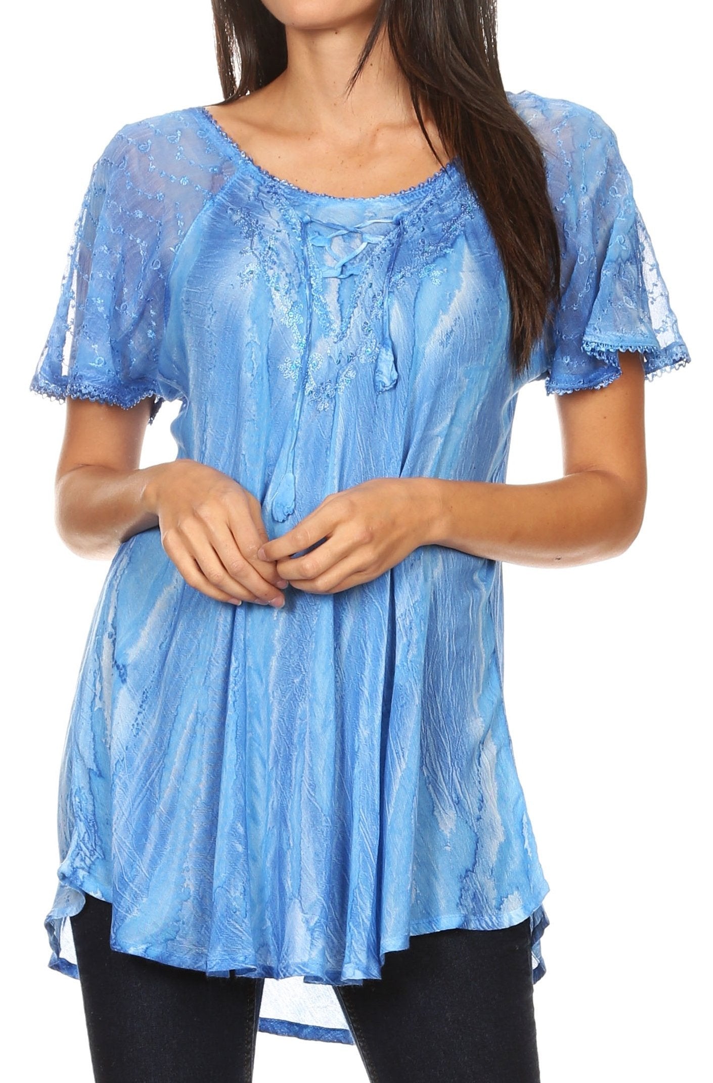 Sakkas - Aline Women's Short Sleeve Casual Light Loose Scoop Neck Top