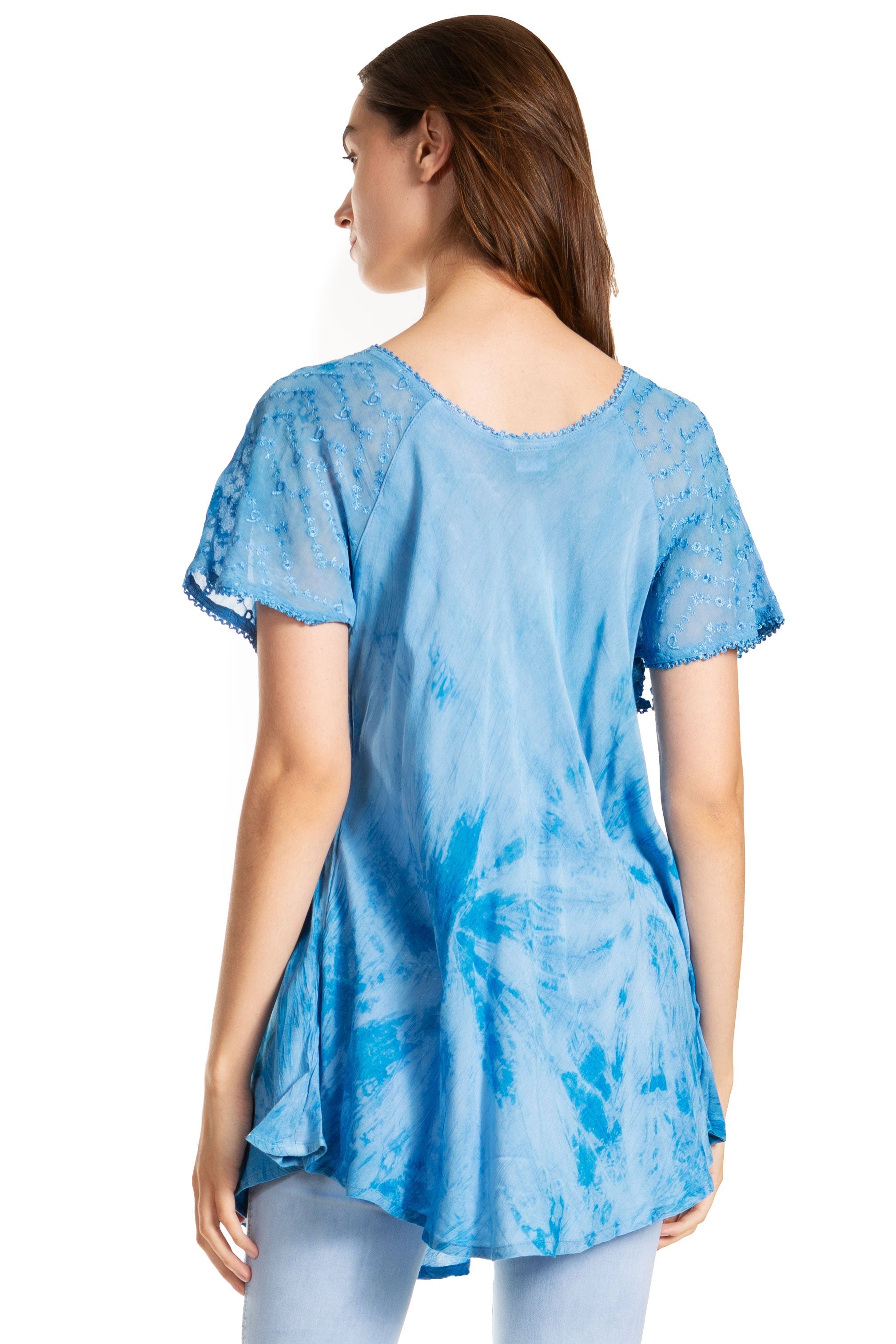 Sakkas - Marzia Loose Fit Short Sleeve Casual Tie Dye Batik Top