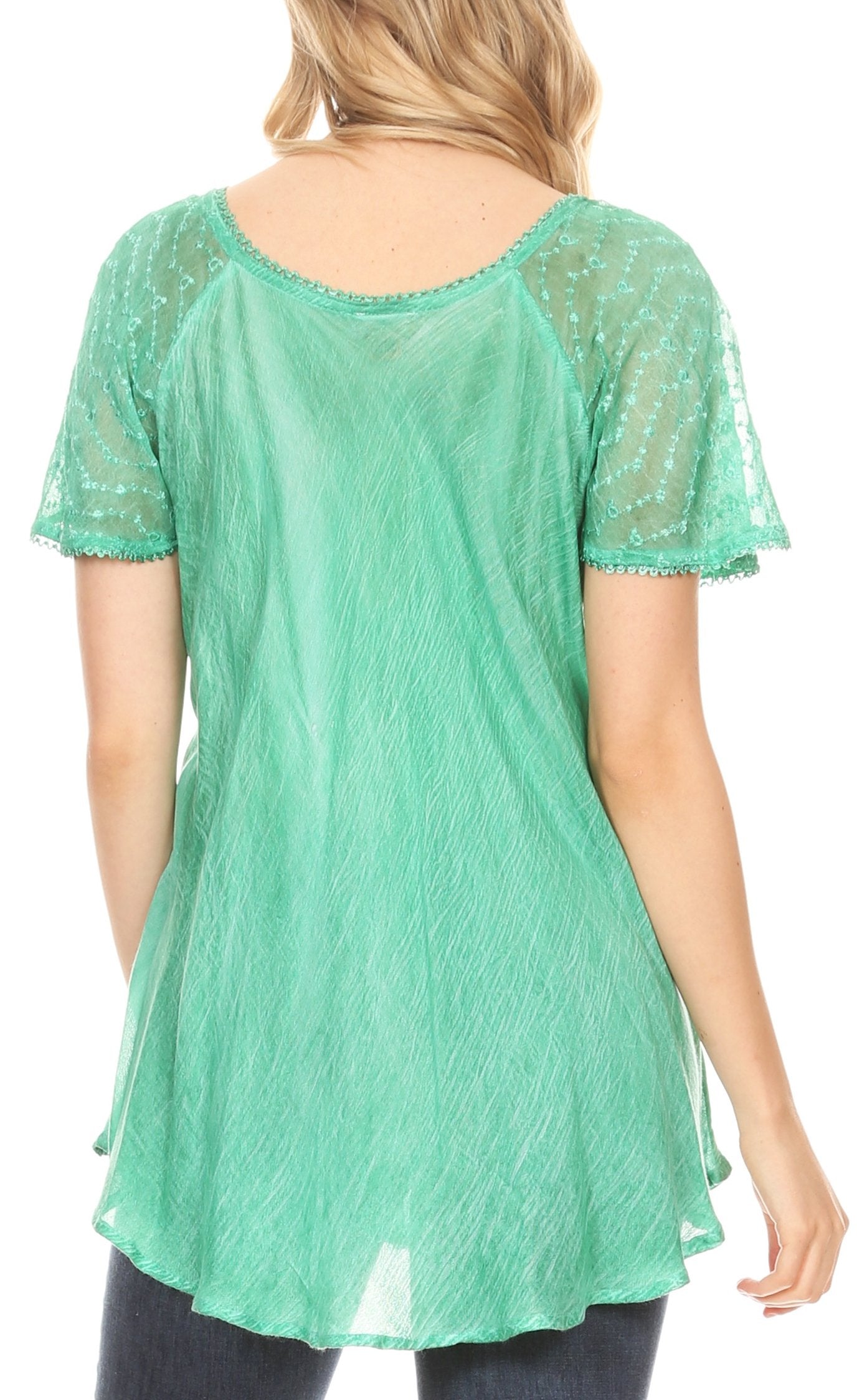 Sakkas - Marzia Loose Fit Short Sleeve Casual Tie Dye Batik Top