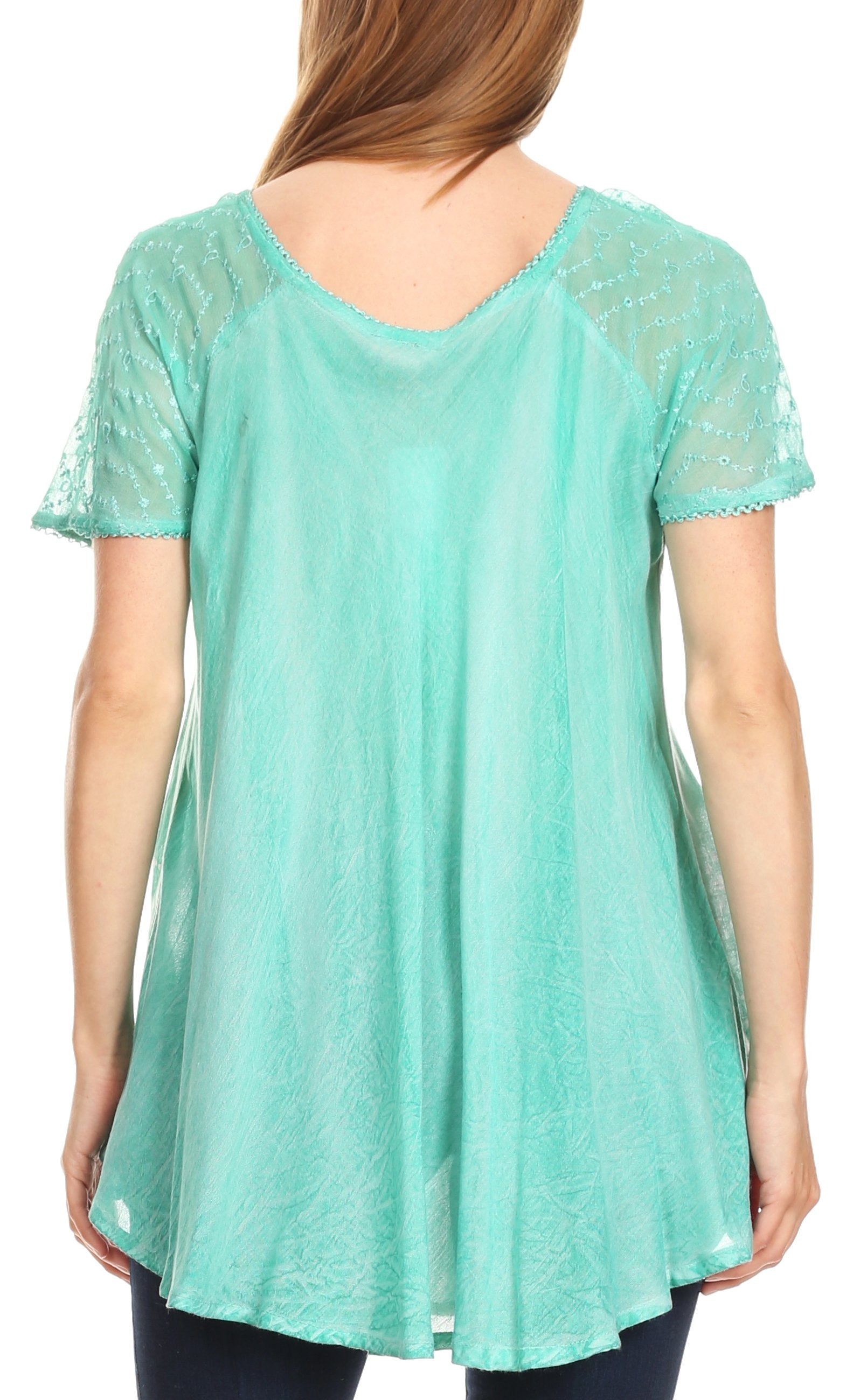 Sakkas - Marzia Loose Fit Short Sleeve Casual Tie Dye Batik Top