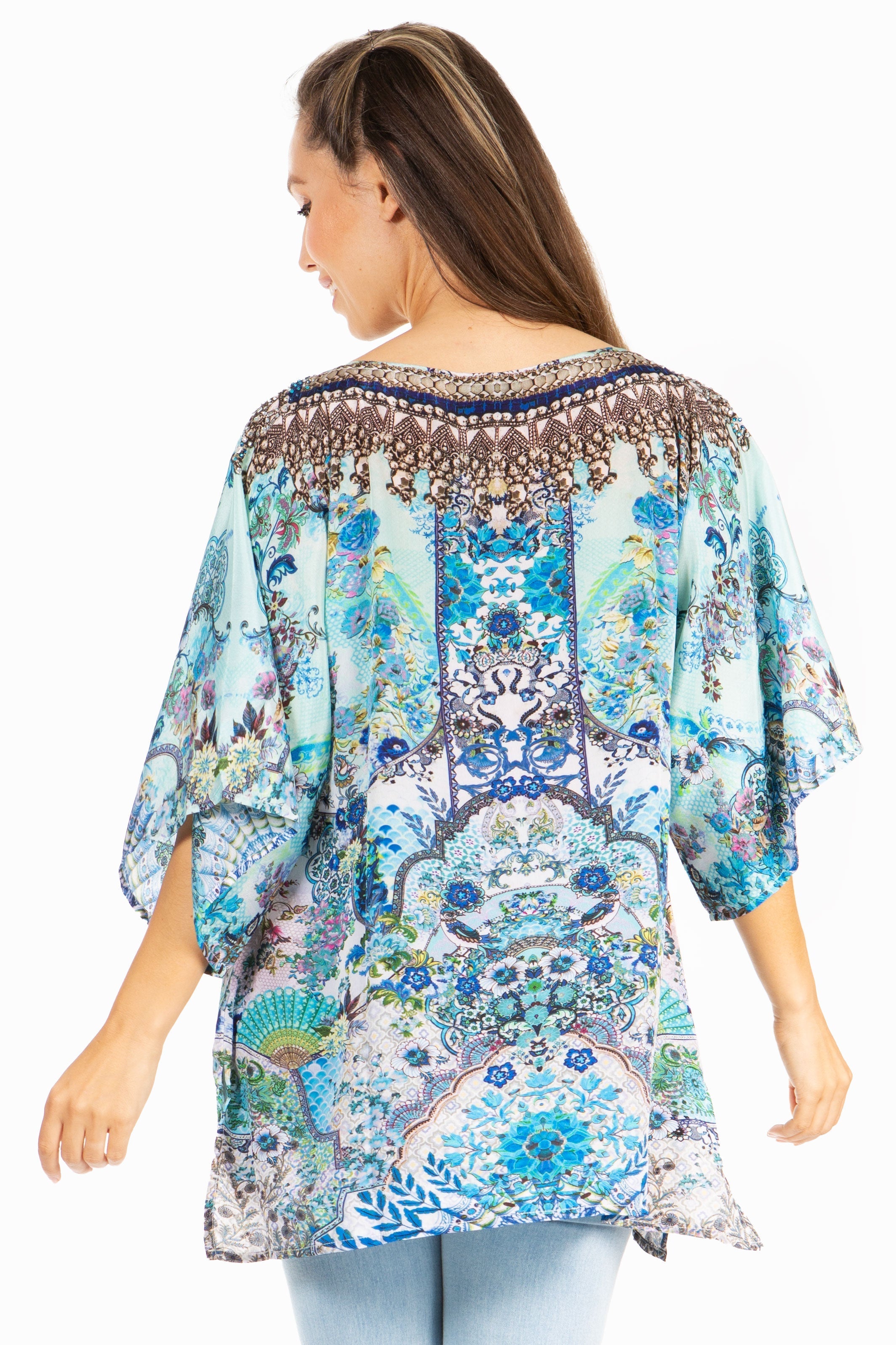 Sakkas - Marina Floral Women's Blouse - Short Sleeve Tunic