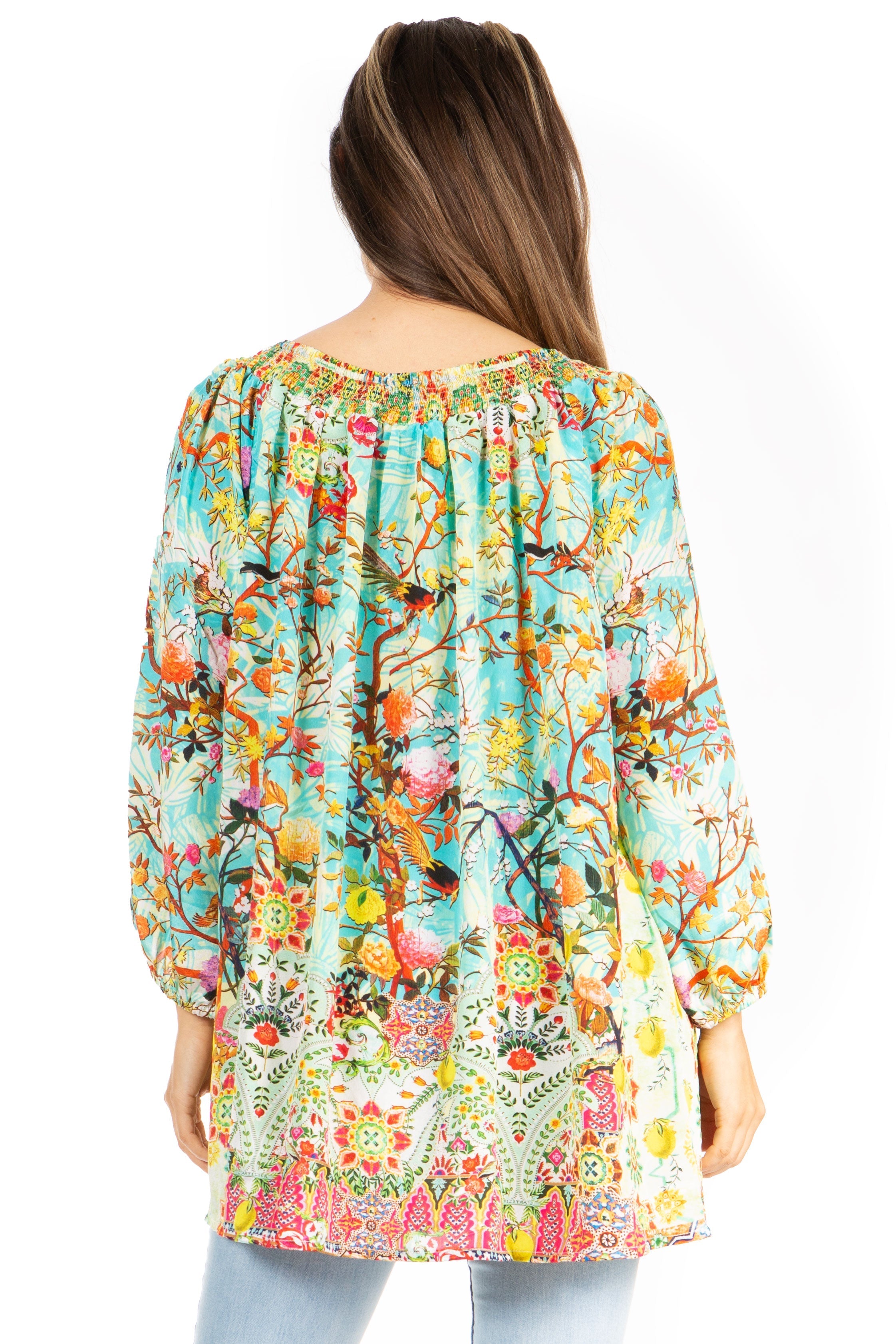 Sakkas - Darsy Floral Print Top - Pirate Boho Style