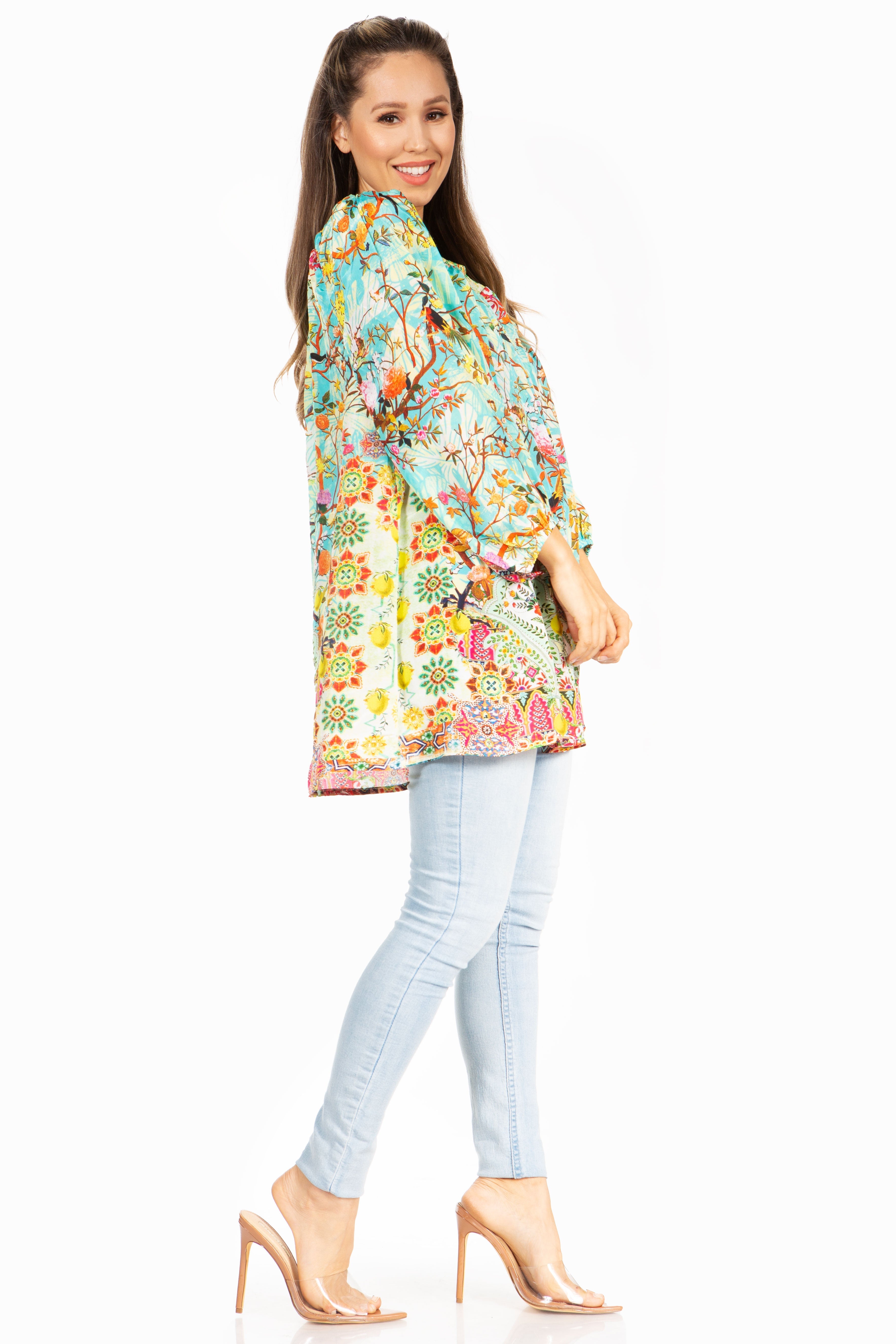 Sakkas - Darsy Floral Print Top - Pirate Boho Style