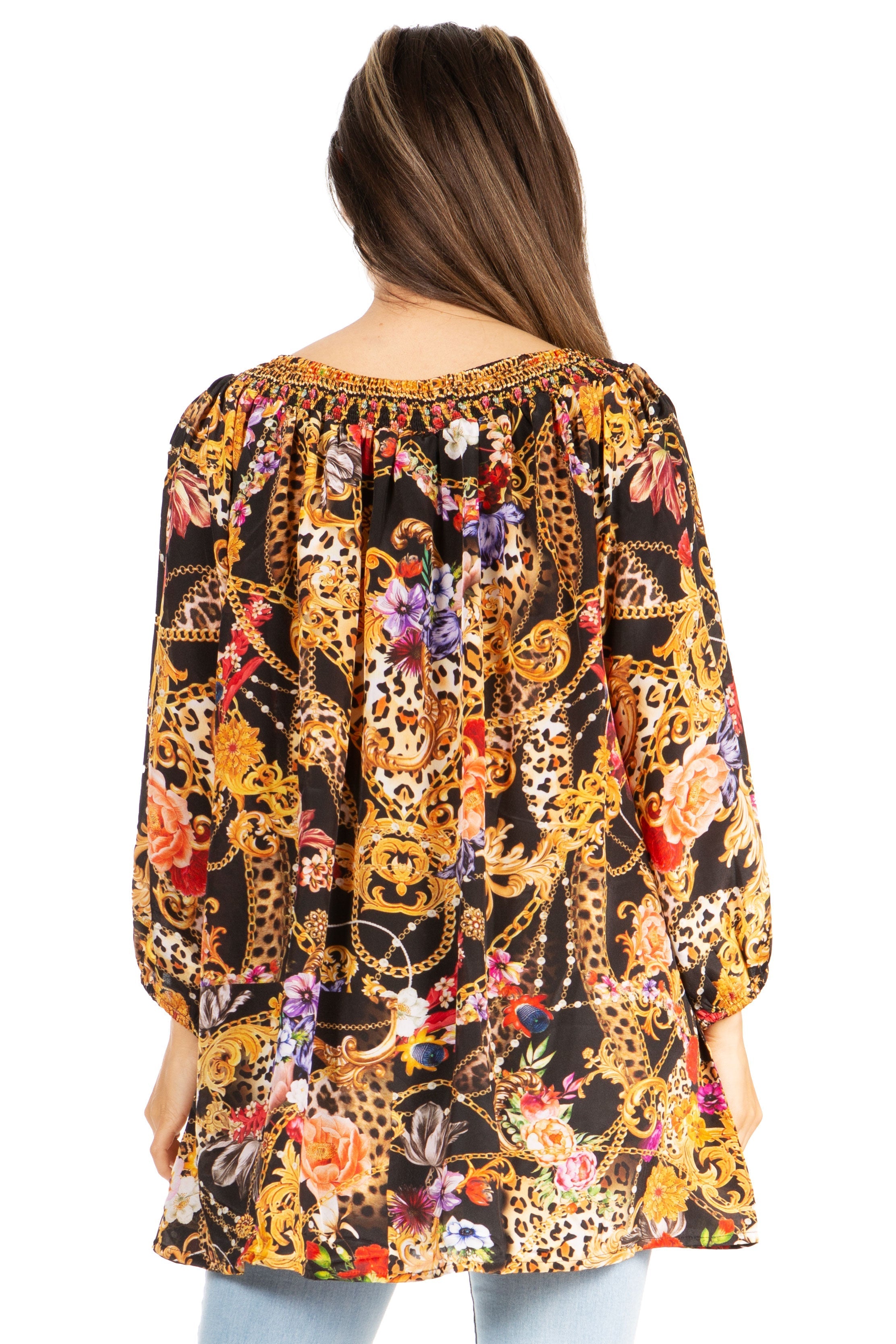 Sakkas - Darsy Floral Print Top - Pirate Boho Style
