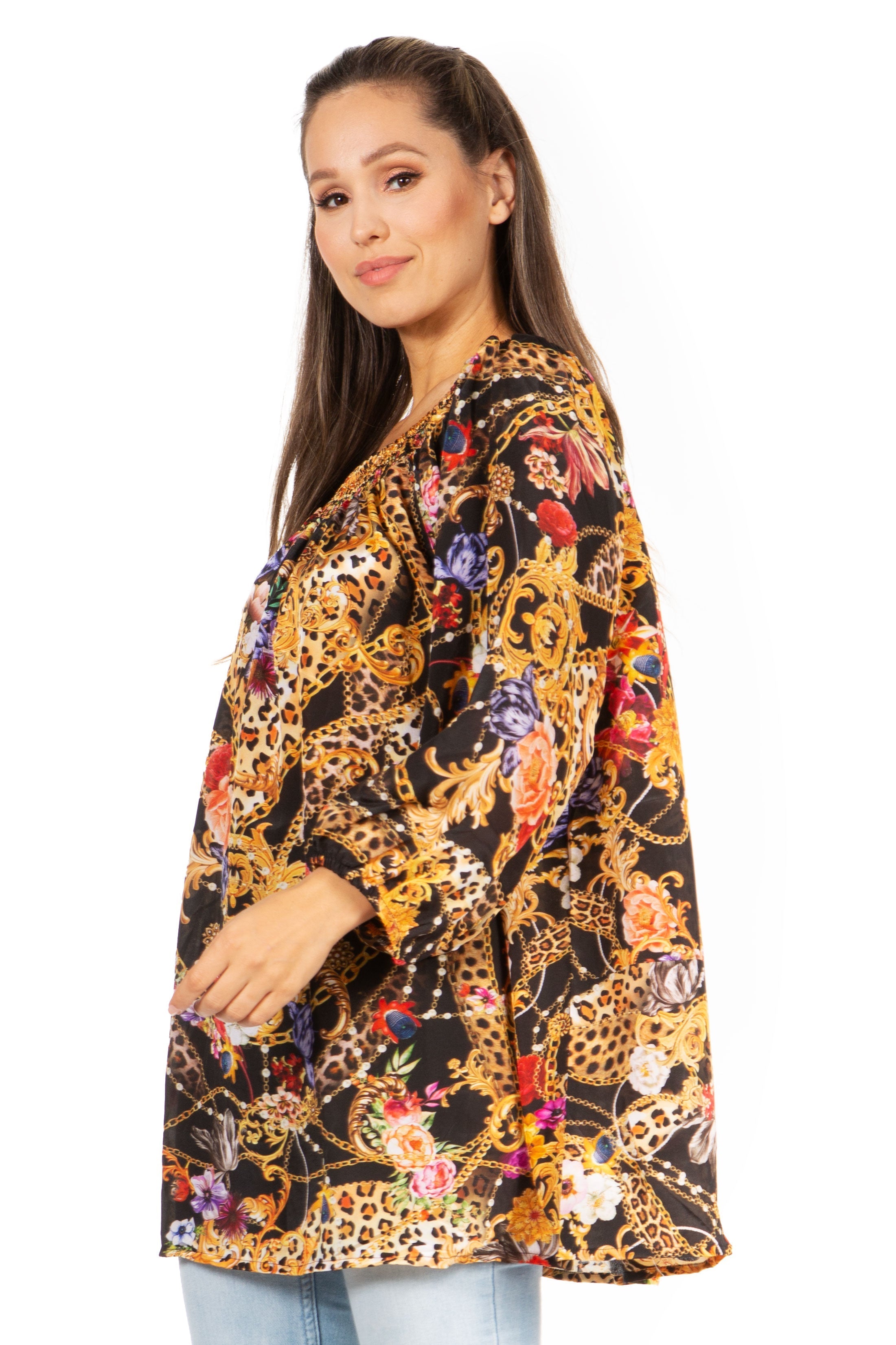 Sakkas - Darsy Floral Print Top - Pirate Boho Style