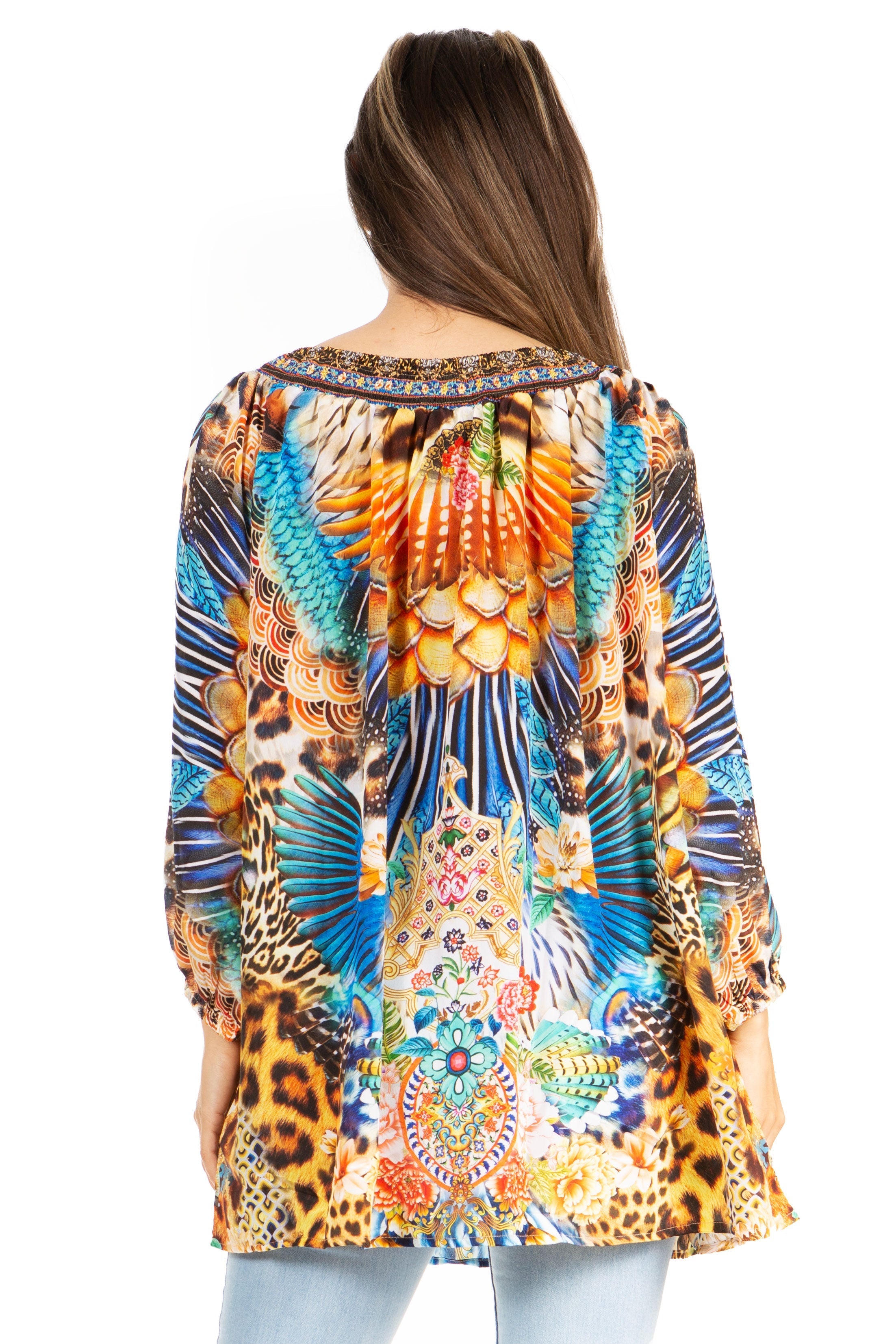 Sakkas - Darsy Floral Print Top - Pirate Boho Style