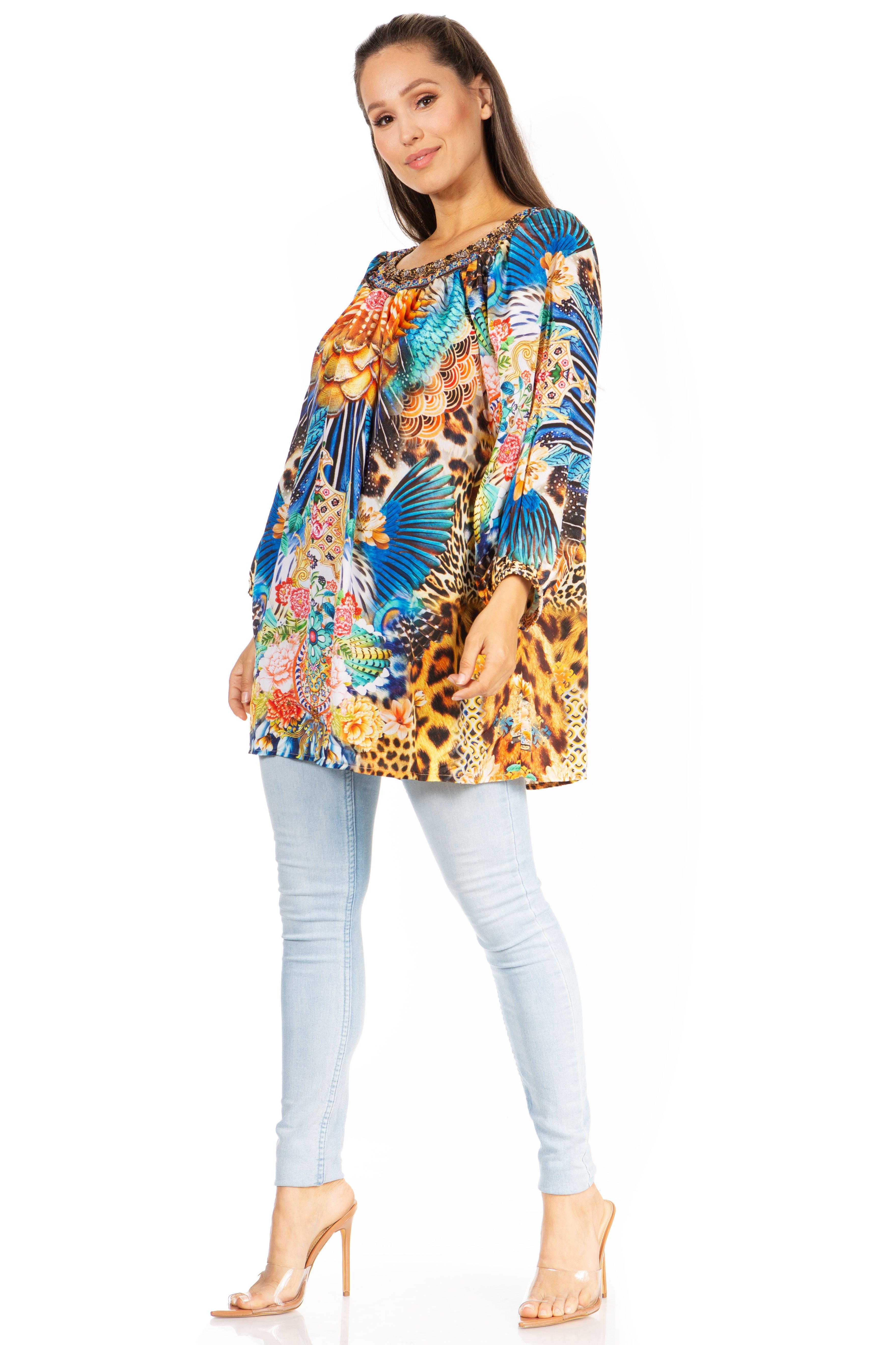 Sakkas - Darsy Floral Print Top - Pirate Boho Style