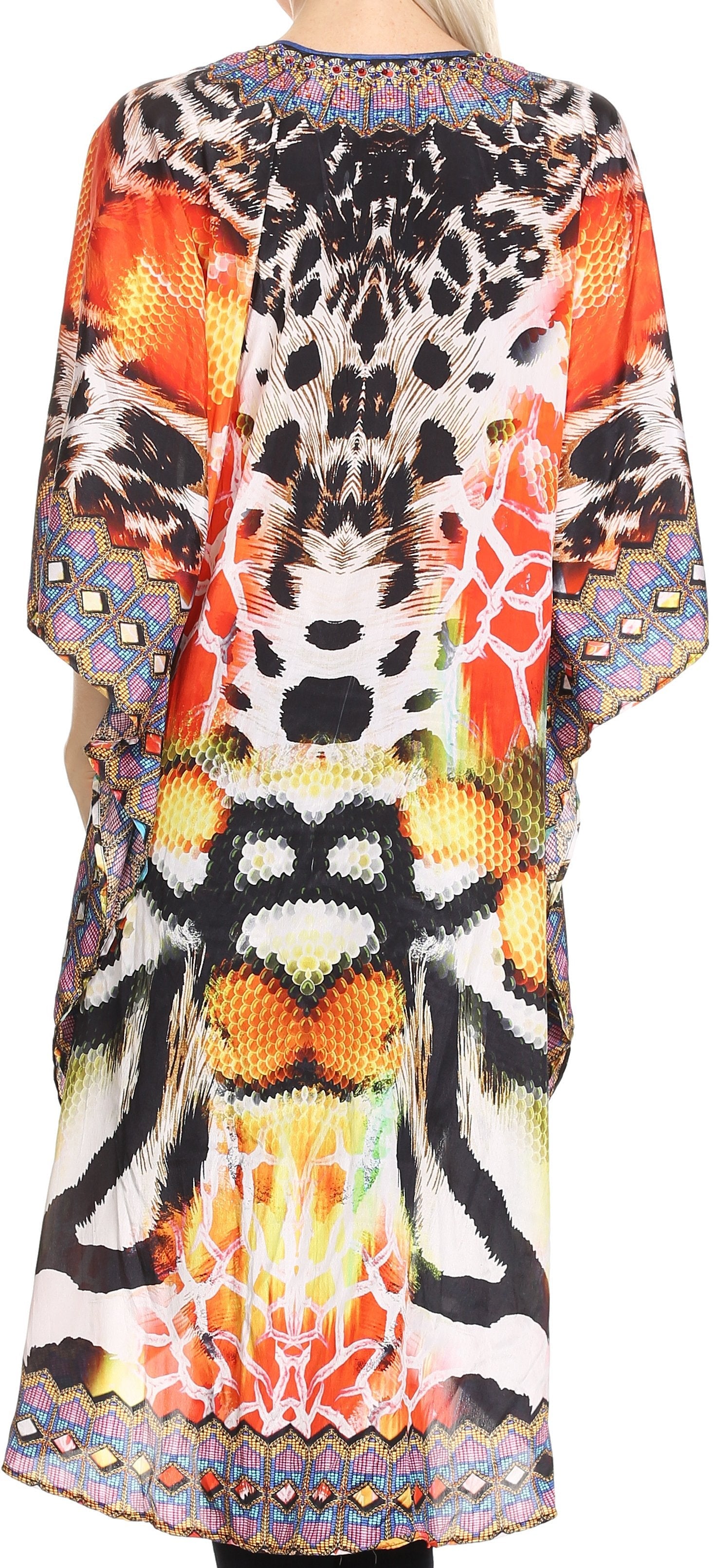 Sakkas - Osiris Embellished Hi Low V-Neck Clasp Beach Cover-Up