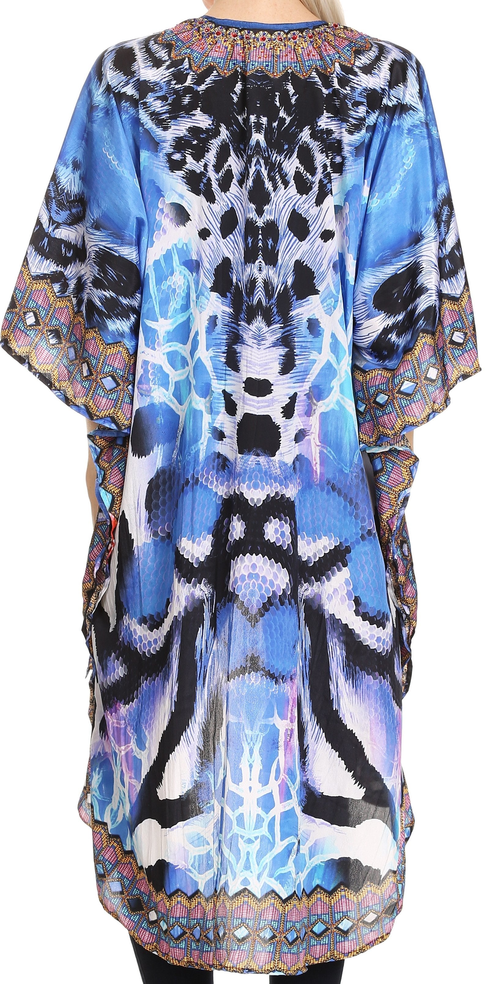 Sakkas - Osiris Embellished Hi Low V-Neck Clasp Beach Cover-Up