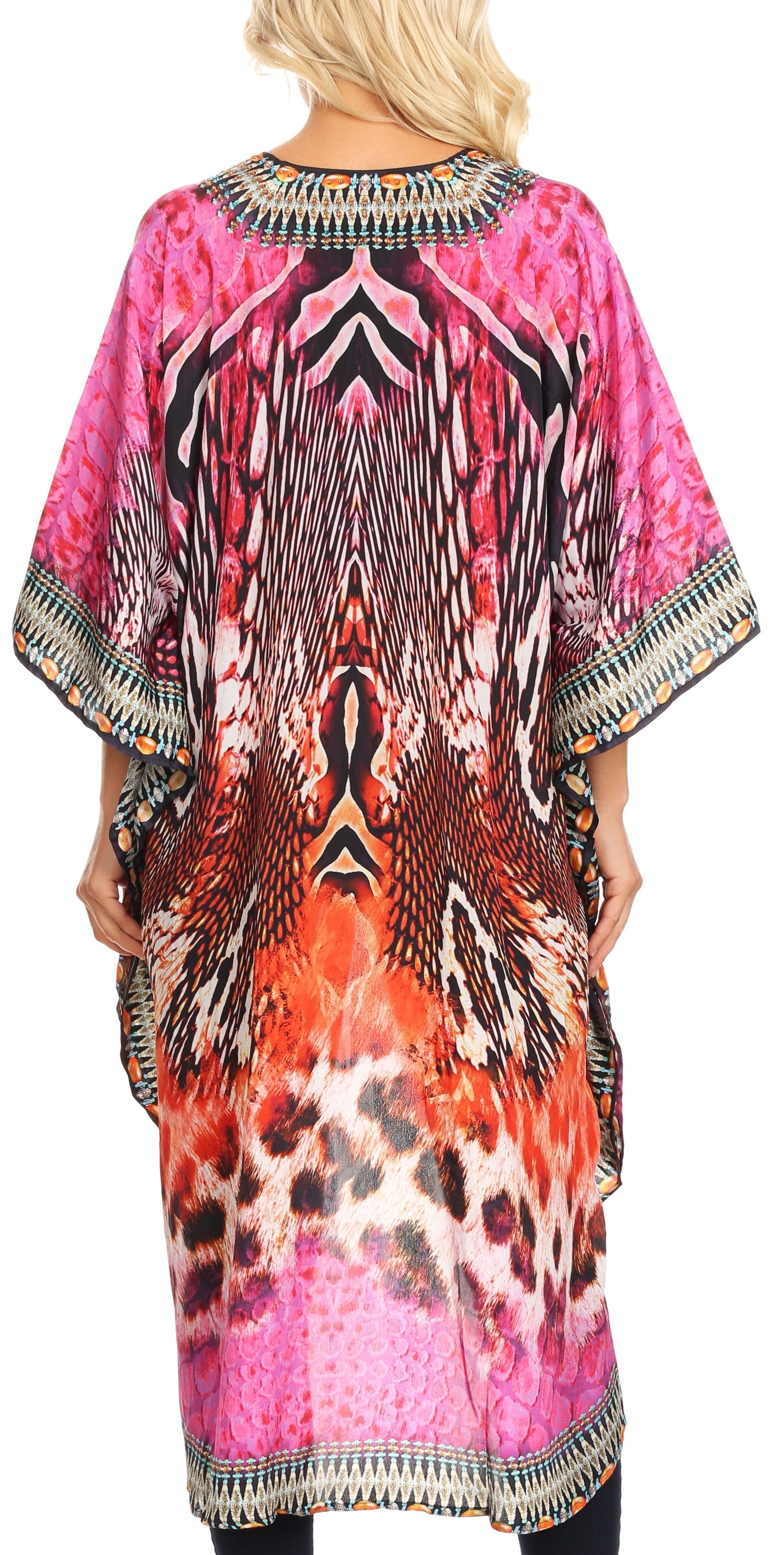Sakkas - Osiris Embellished Hi Low V-Neck Clasp Beach Cover-Up