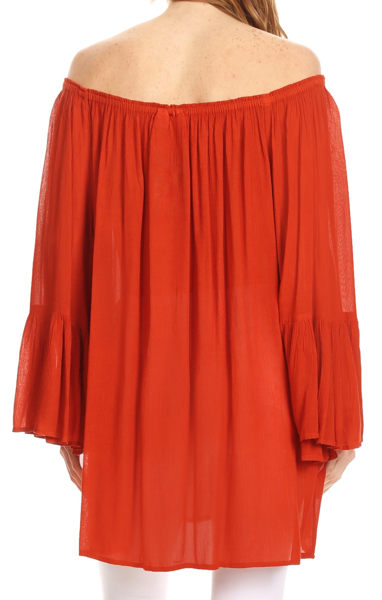 Sakkas - Anna Casual Flowy Wide Neck 3/4 Sleeve Light Blouse