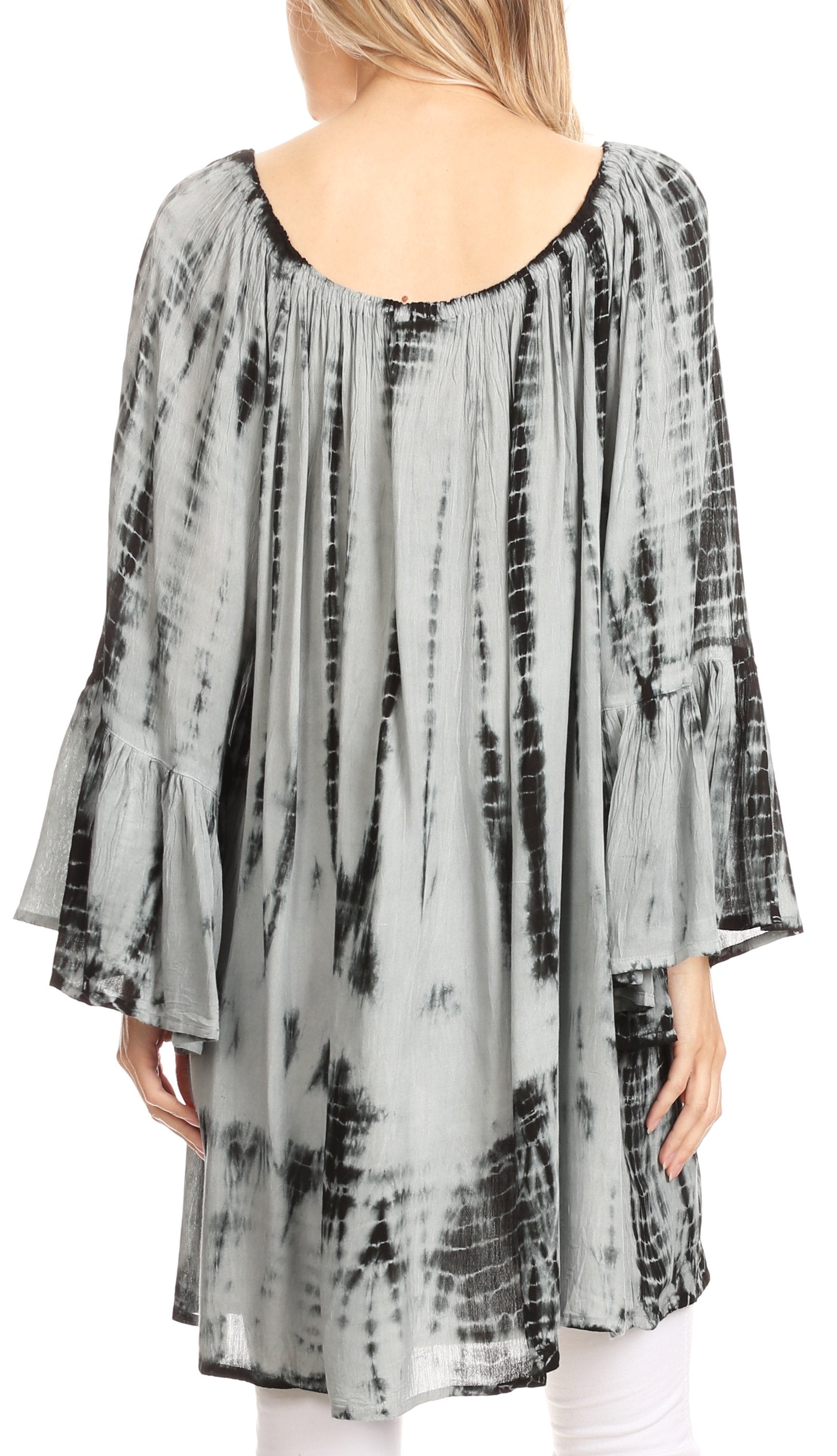 Sakkas - Anna Casual Flowy Wide Neck 3/4 Sleeve Light Blouse