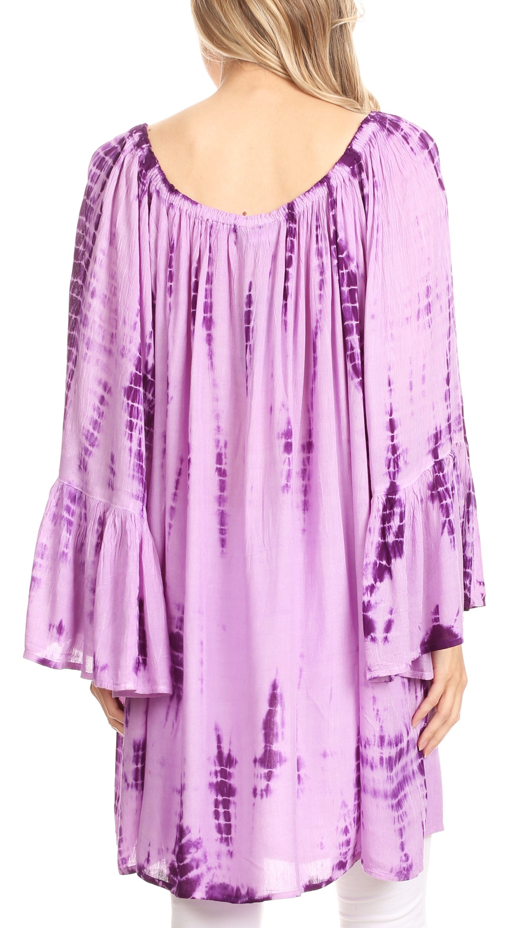 Sakkas - Anna Casual Flowy Wide Neck 3/4 Sleeve Light Blouse