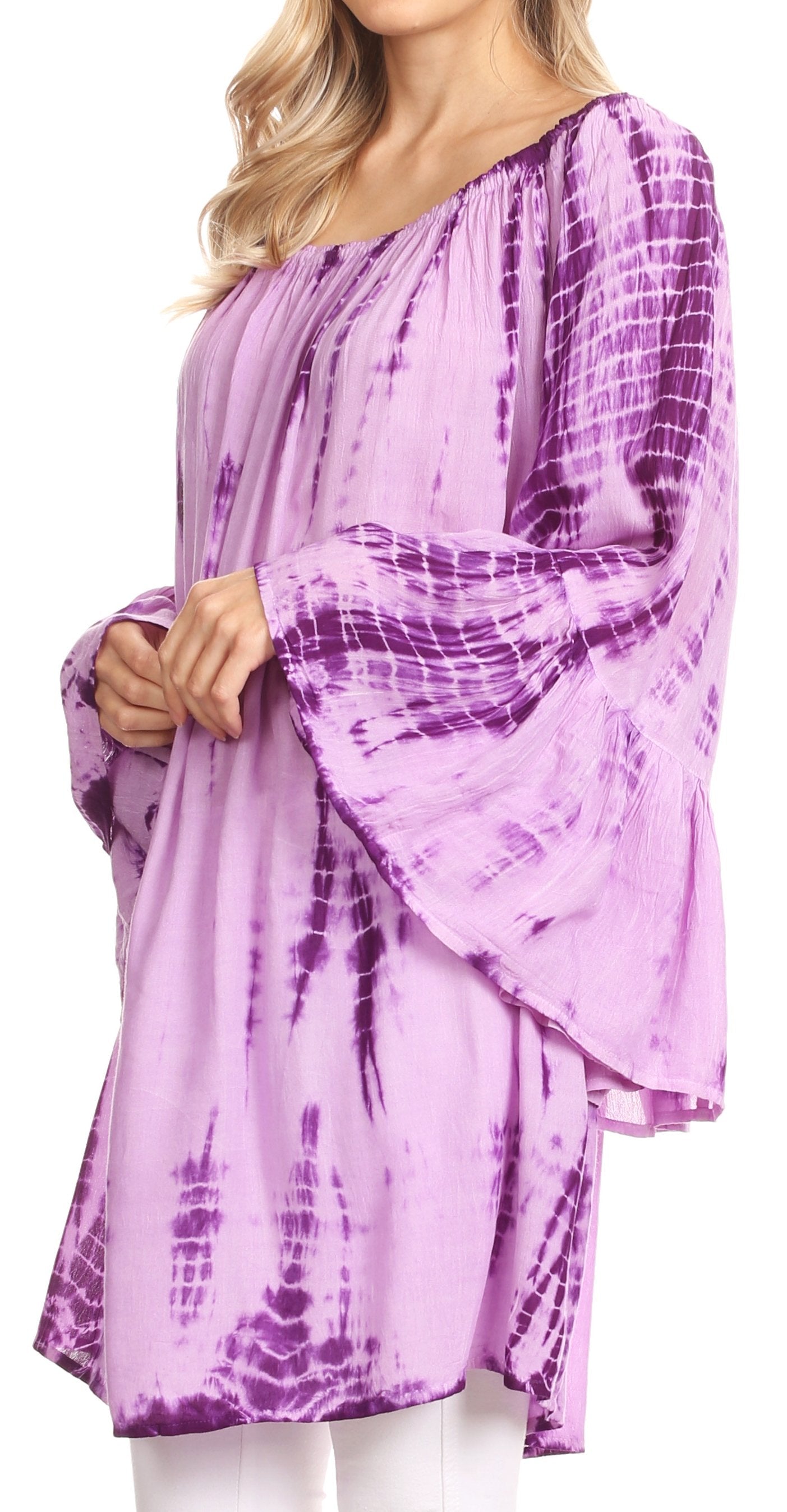 Sakkas - Anna Casual Flowy Wide Neck 3/4 Sleeve Light Blouse
