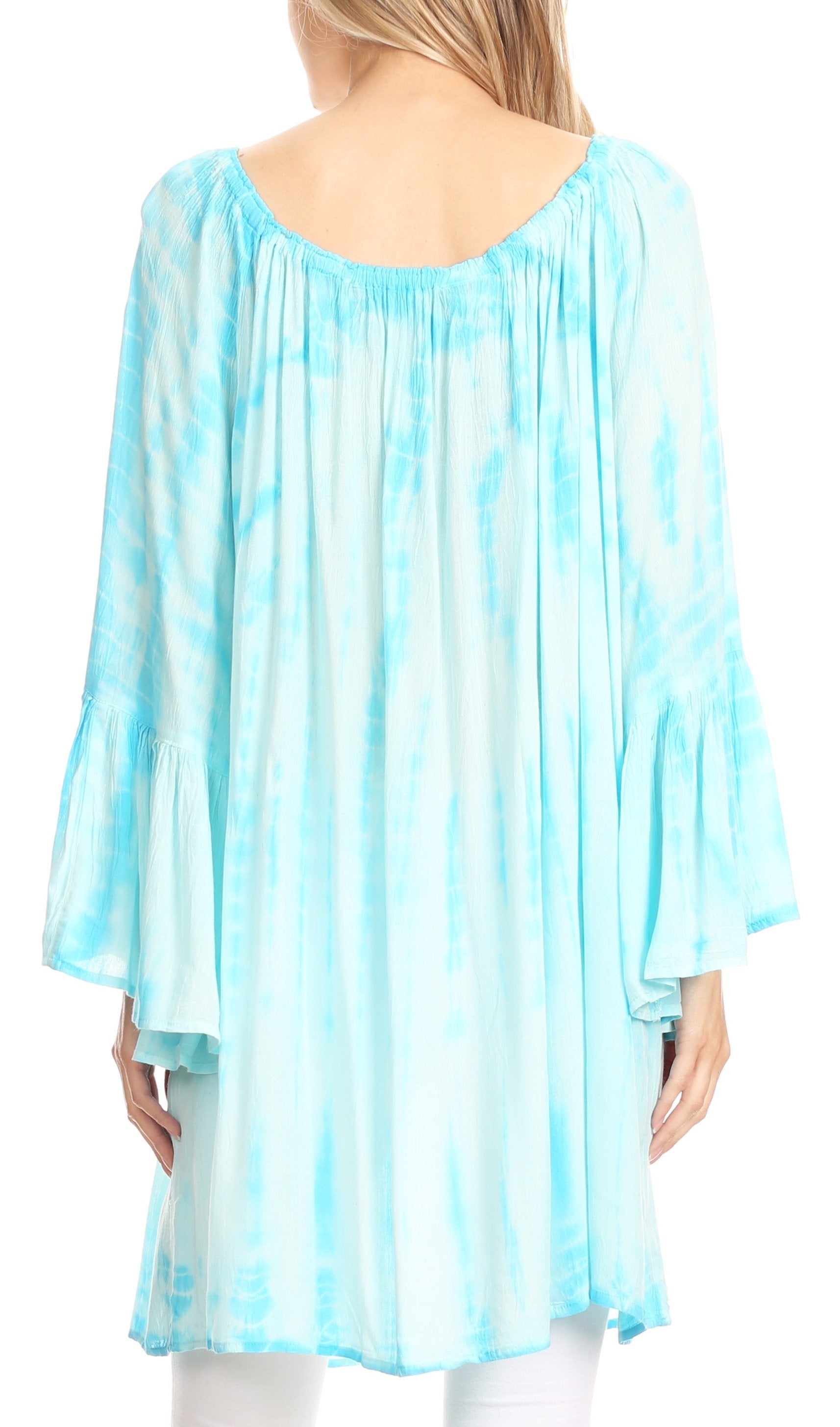 Sakkas - Anna Casual Flowy Wide Neck 3/4 Sleeve Light Blouse