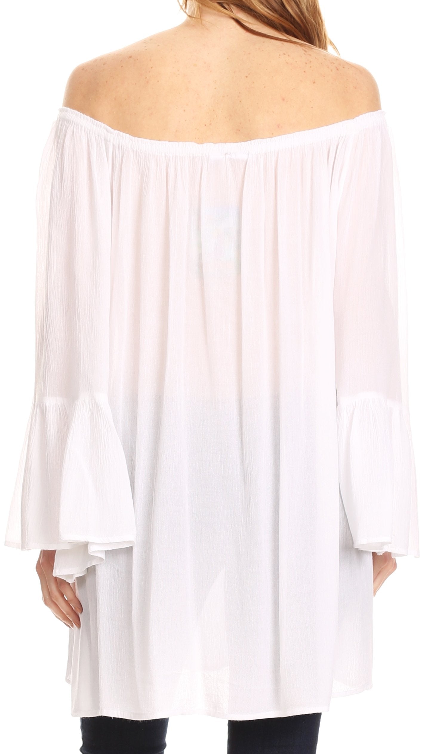 Sakkas - Anna Casual Flowy Wide Neck 3/4 Sleeve Light Blouse