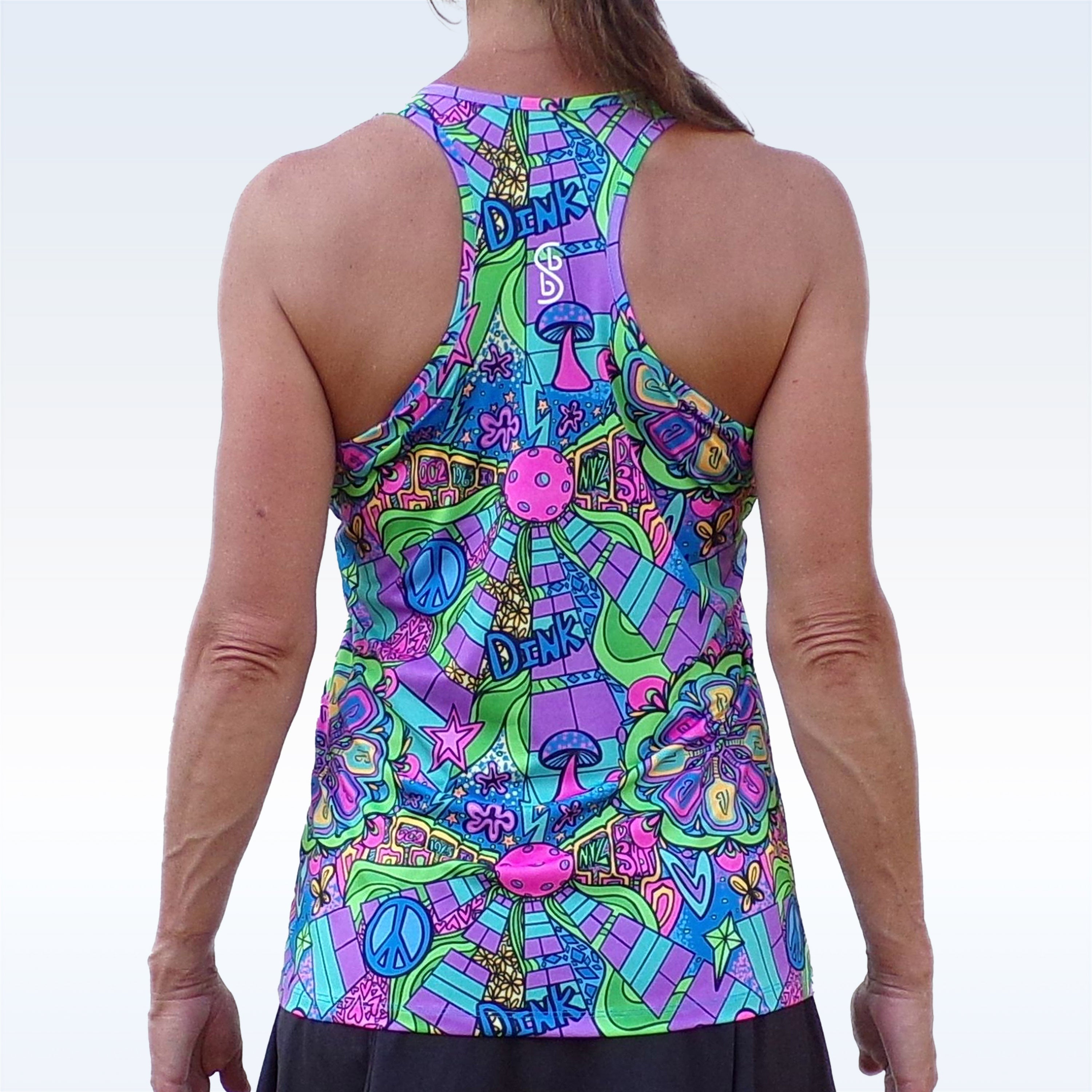 Pickleball Bella Racerback Tank Groovy