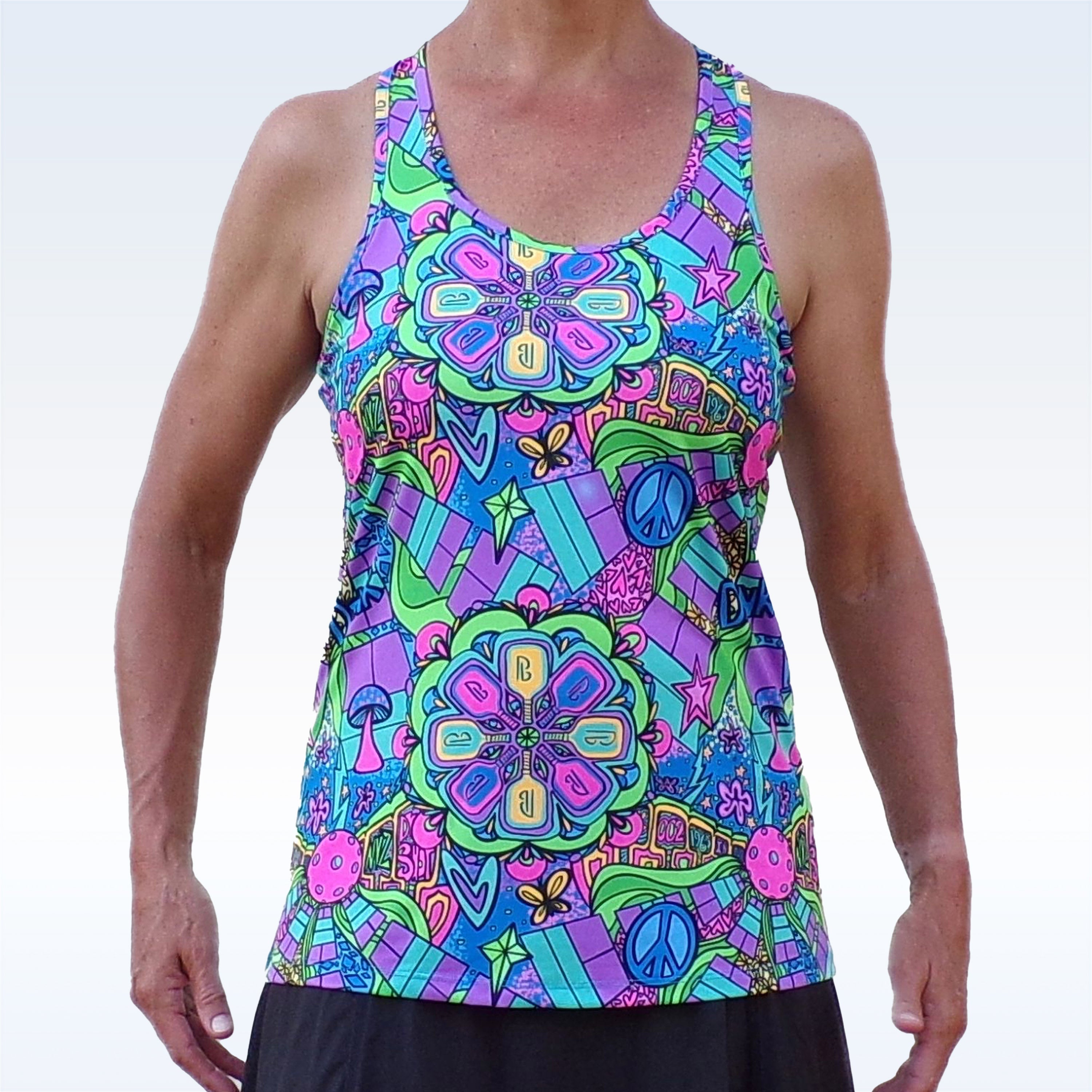 Pickleball Bella Racerback Tank Groovy