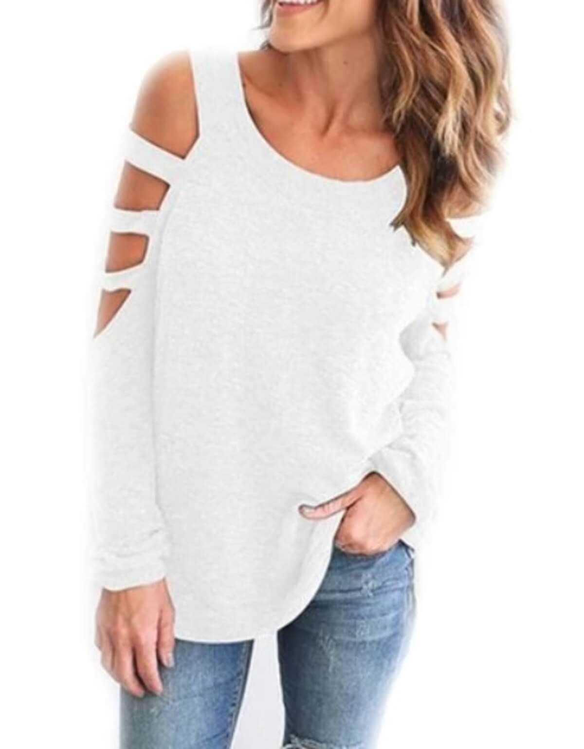 Trendy Street Style Cut Shoulder Top