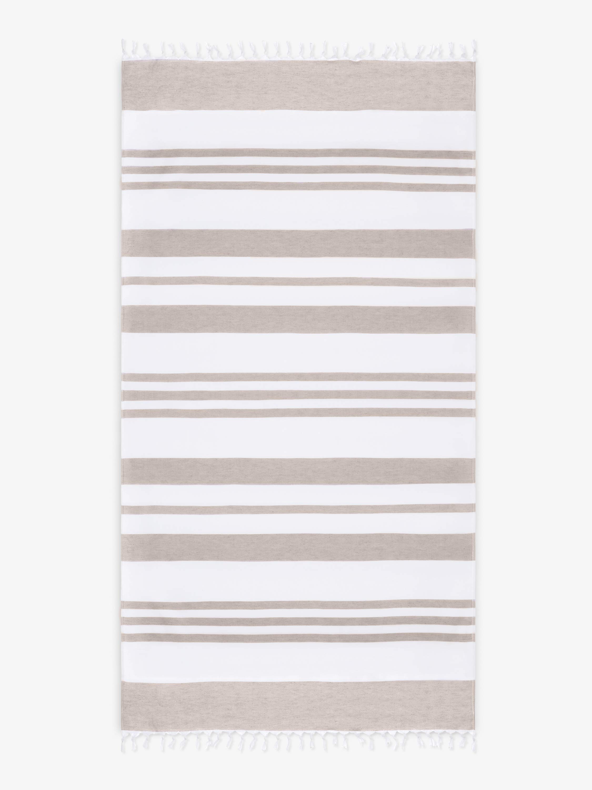 Striped rug with brown and white colors on a white background