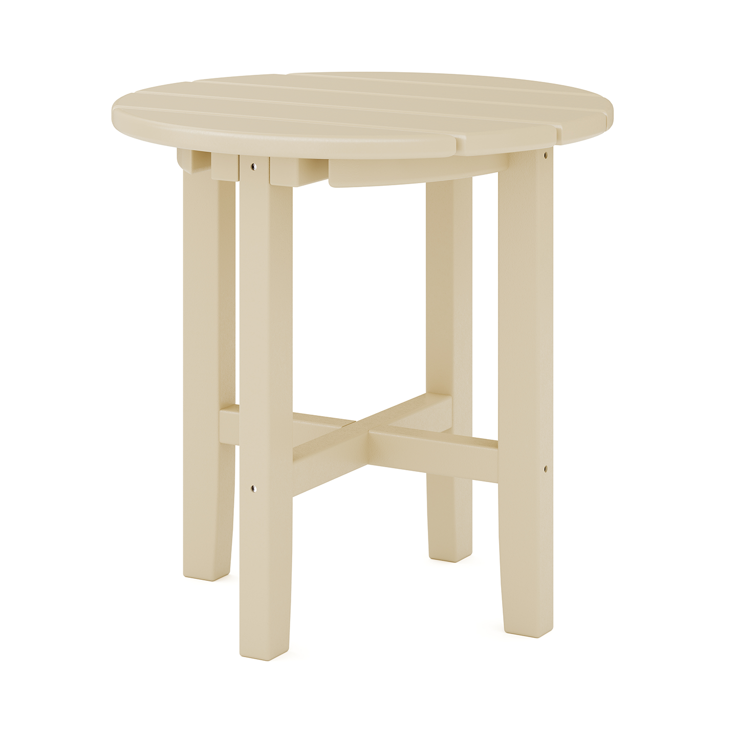 Beige round table on a white background